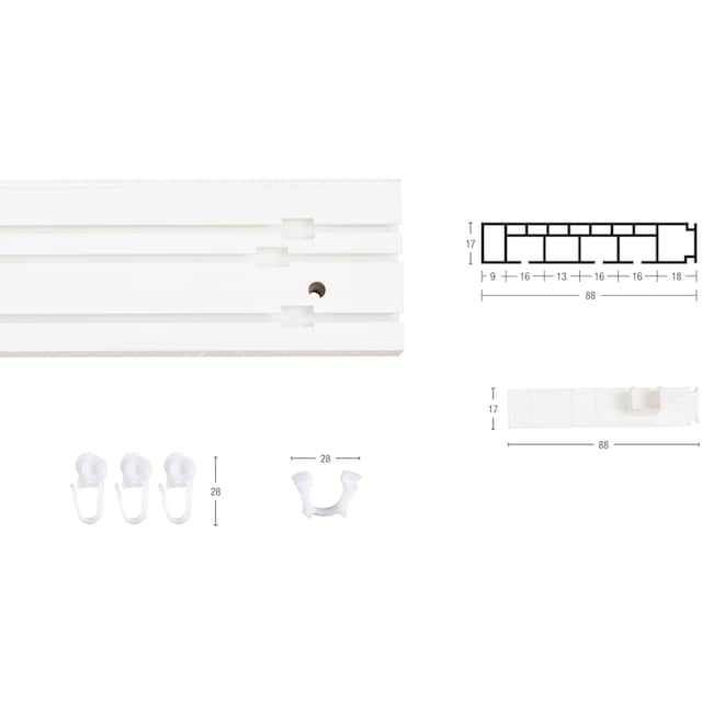 GARESA Gardinenschiene »Kunststoffschiene CREDO«, 3 läufig-läufig,  Wunschmaßlänge, Deckenmontage, mit Kunststoffverbinder verlängerbar kaufen  | BAUR
