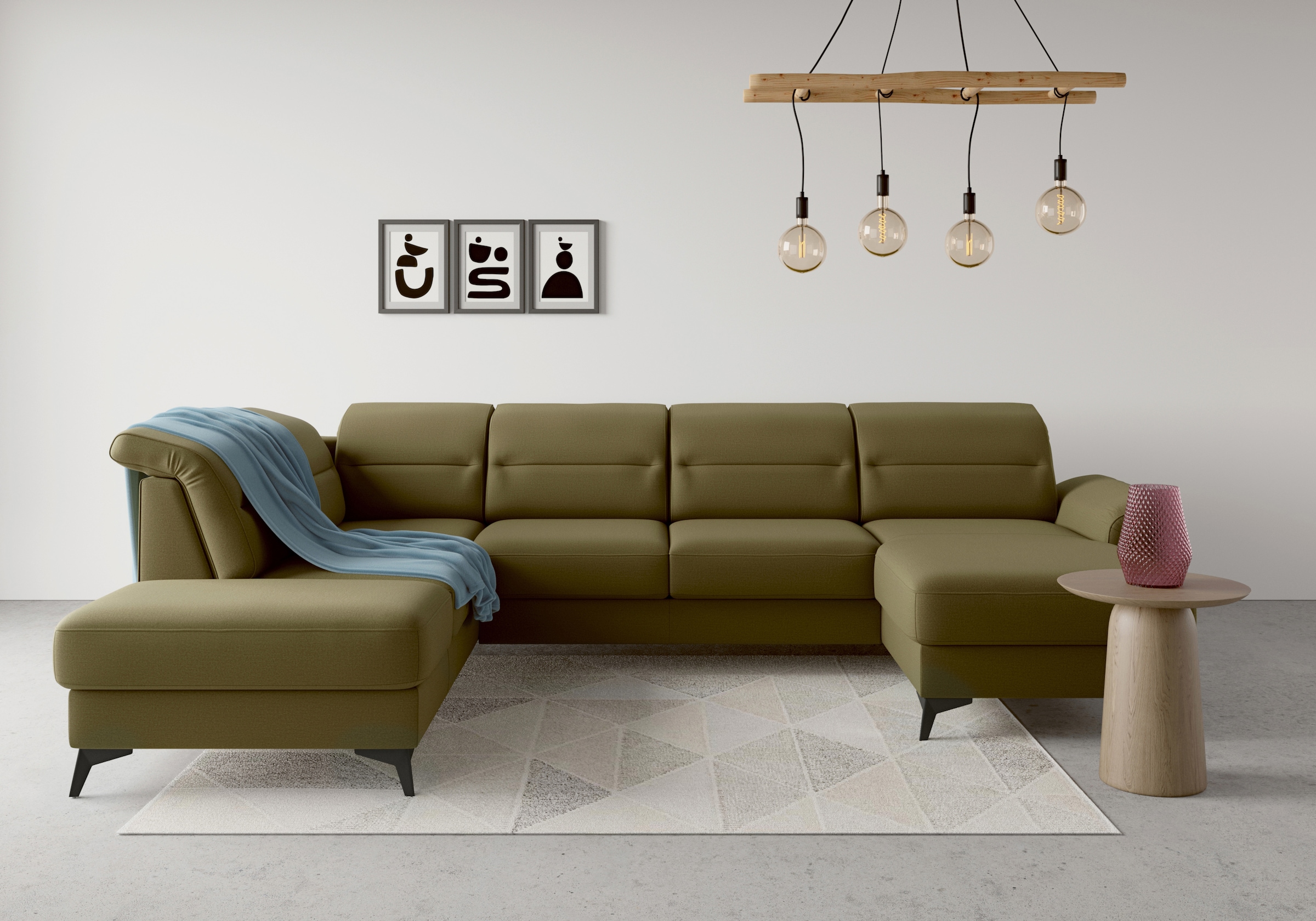 sit&more Wohnlandschaft "Sinatra U-Form" optional mit Kopfteilverstellung und Armteilfunktion, Metallfüße