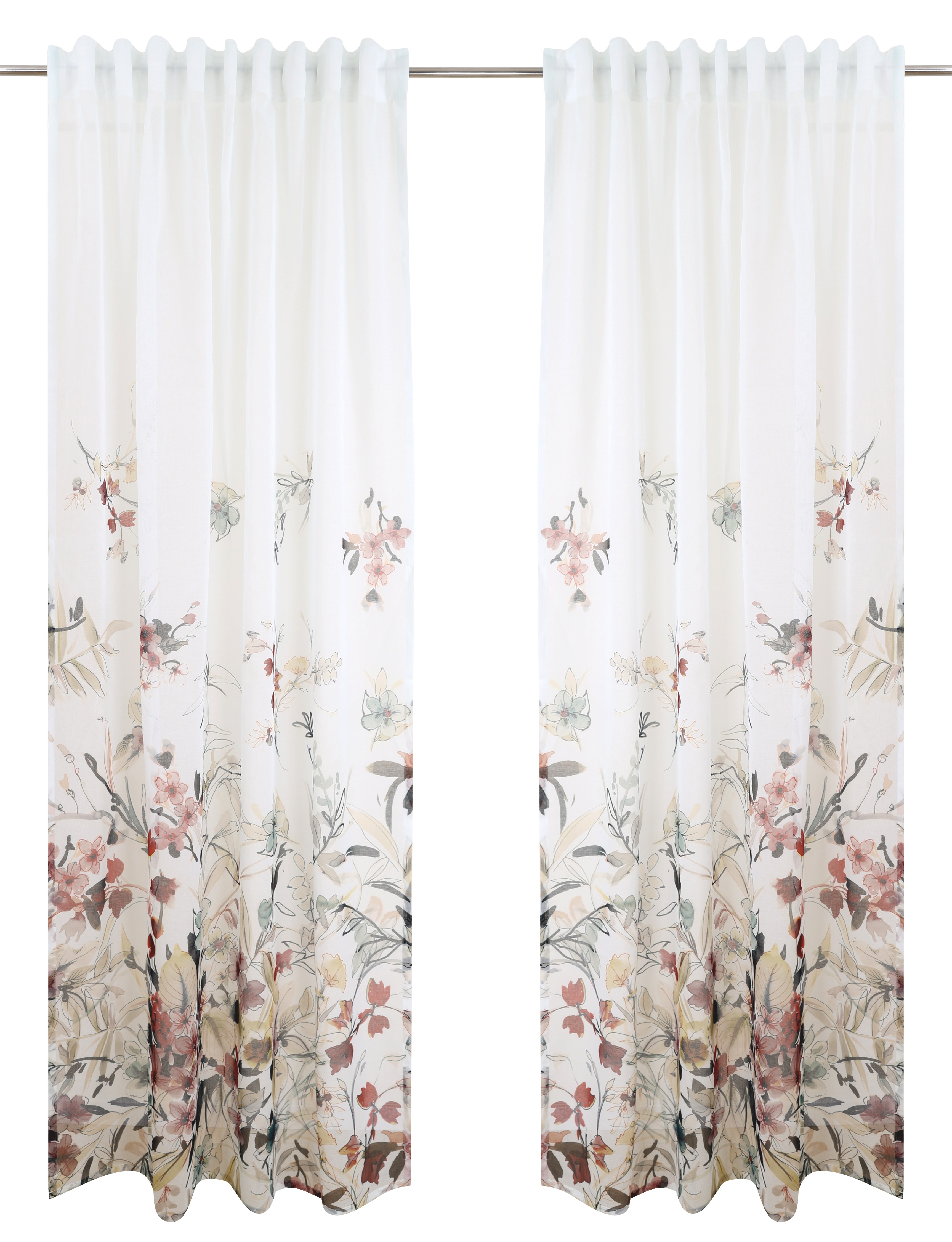 Thumbnail - Home affaire Gardine "Friesach" Multifunktionsband 1 Stk. tlg. Blumenmuster, transparent, Multifunktionsband, Pflegeleic...