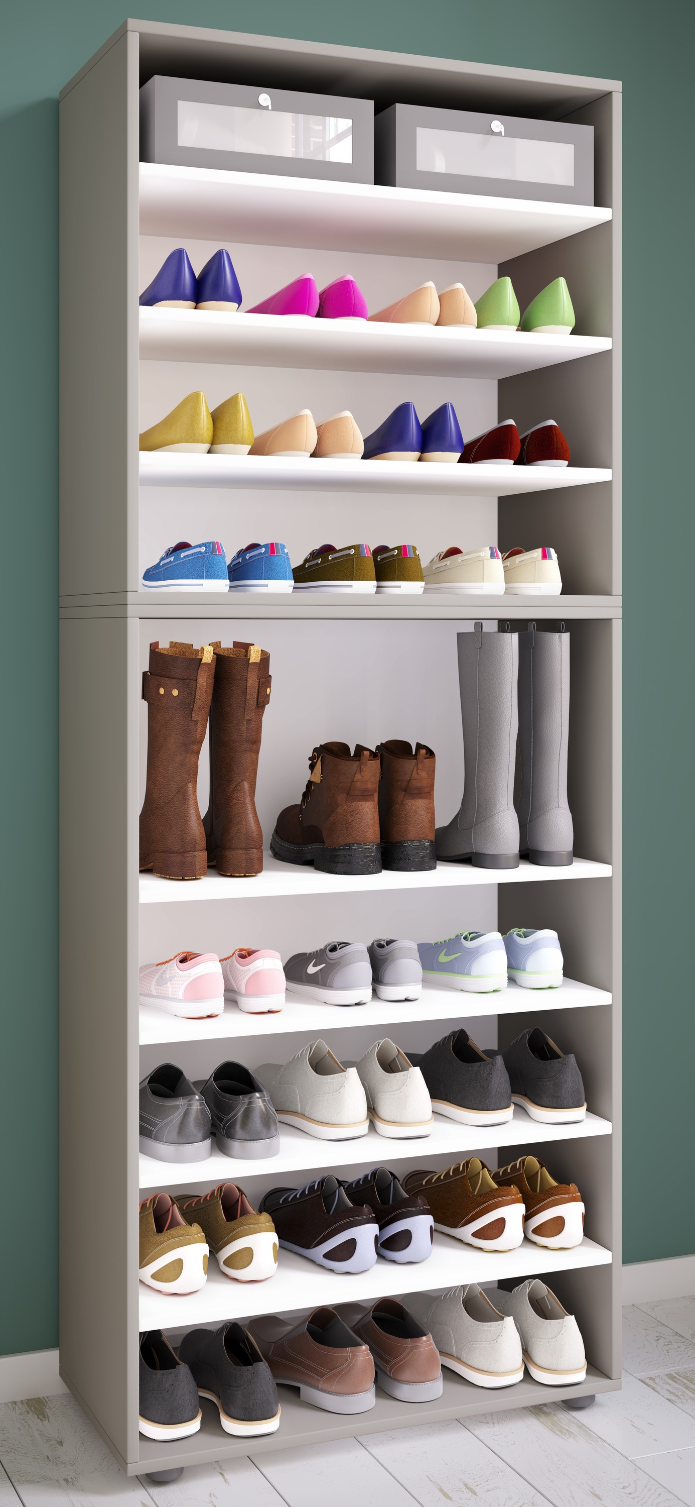 VCM Schuhschrank »VCM Holz-Schuhregal | Maße: H. 183 x B. 70 x T. 37 cm| Allzweckschrank | 9 Fächer | ohne Türen | ¿ Lona«, (1 St.)