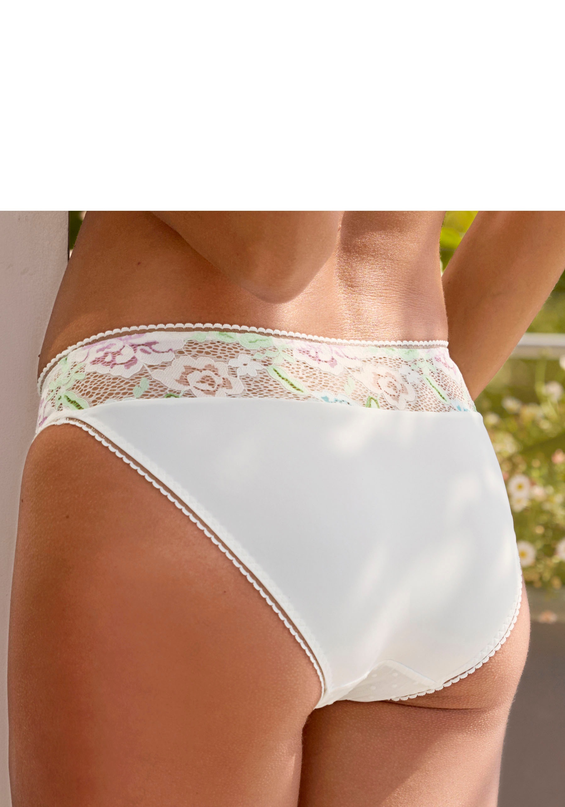 Thumbnail - Vivance Slip, mit pastellfarbener, floraler Jacquardspitze und fancy Mesh