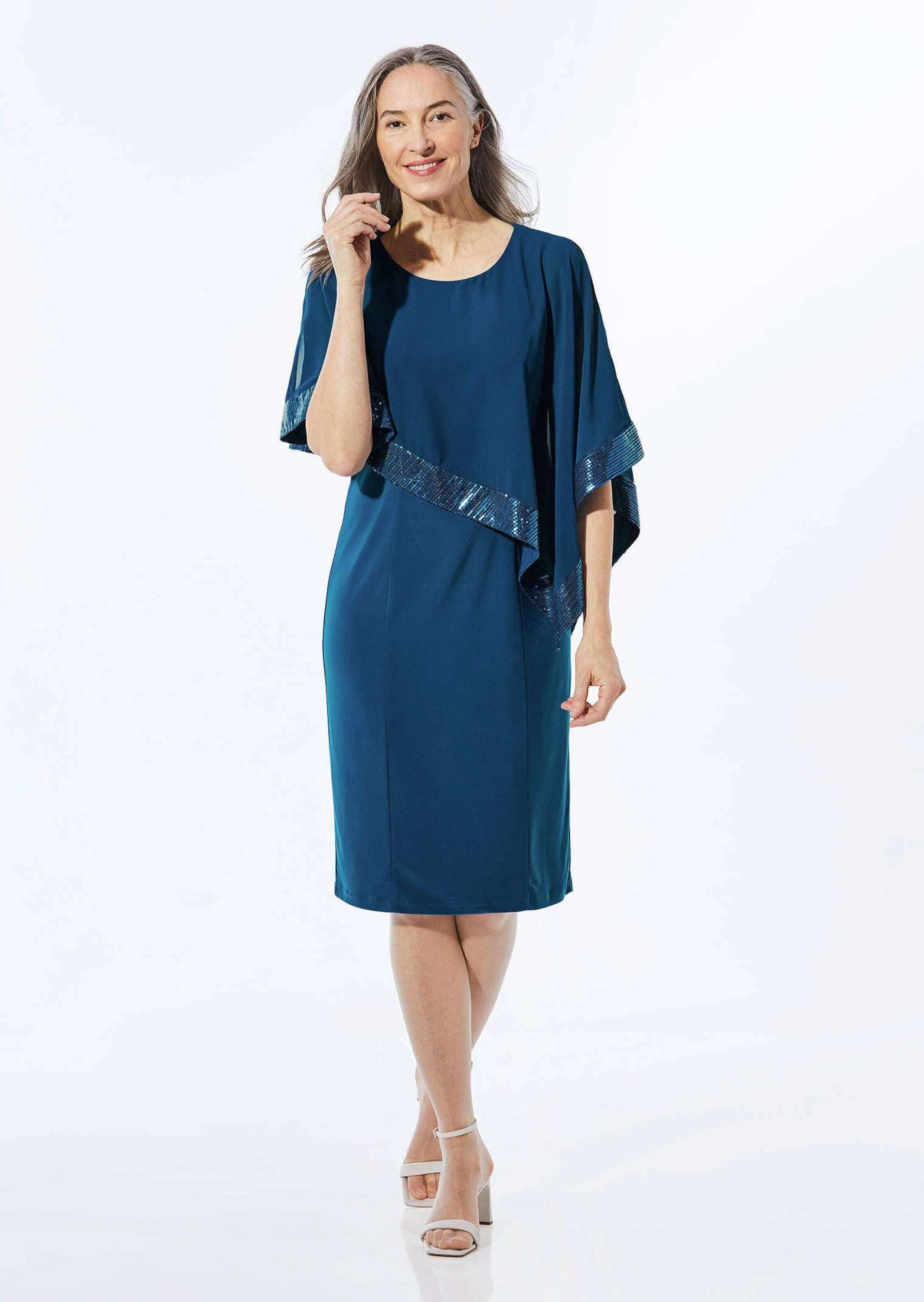 GOLDNER Abendkleid »Kleid mit raffiniertem Chiffonüberwurf«