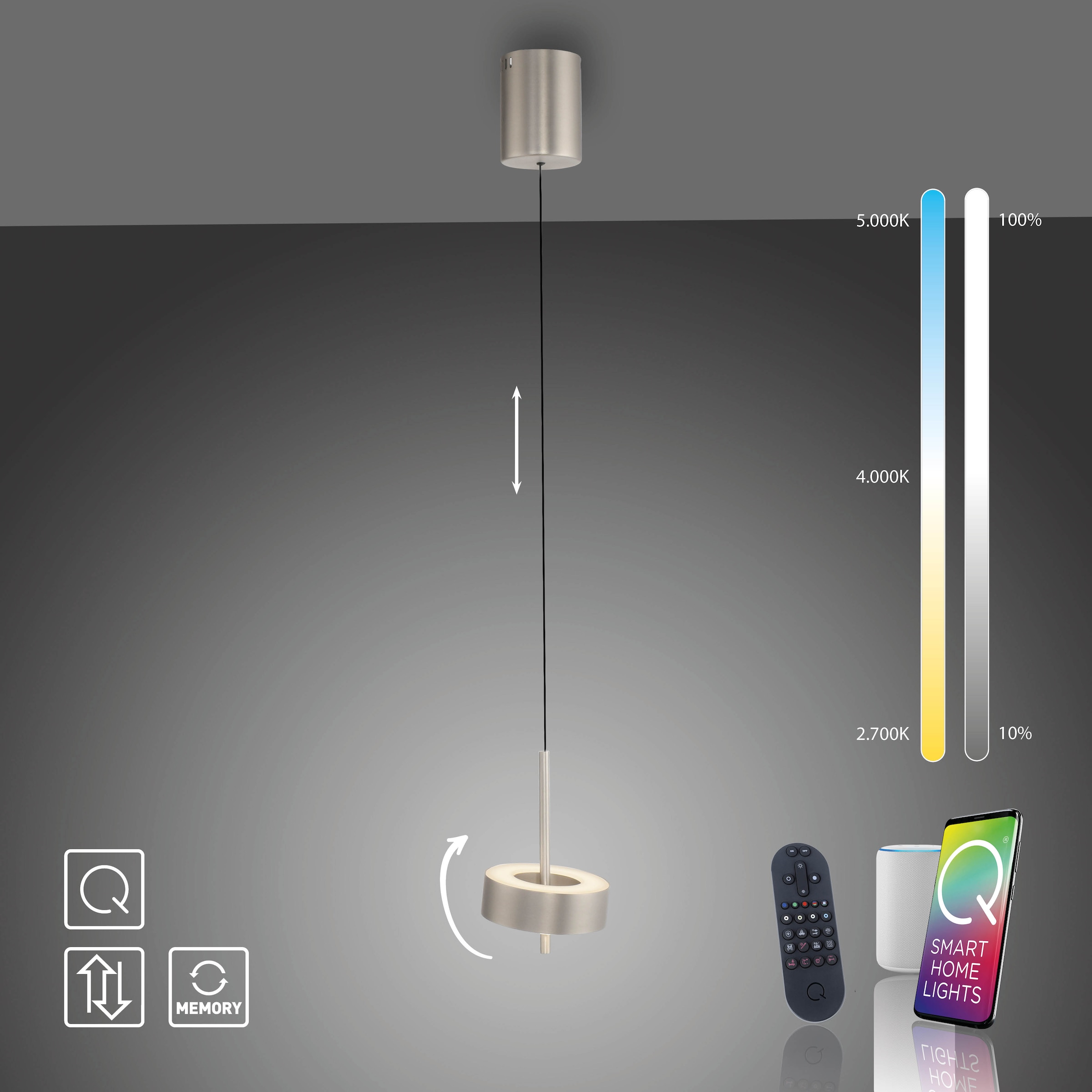 Neuhaus Q SMART HOME LIGHTS LED Pendelleuchte »Q-ROTATE« LED-Board 1 Stk. warmweiß - kaltweiß