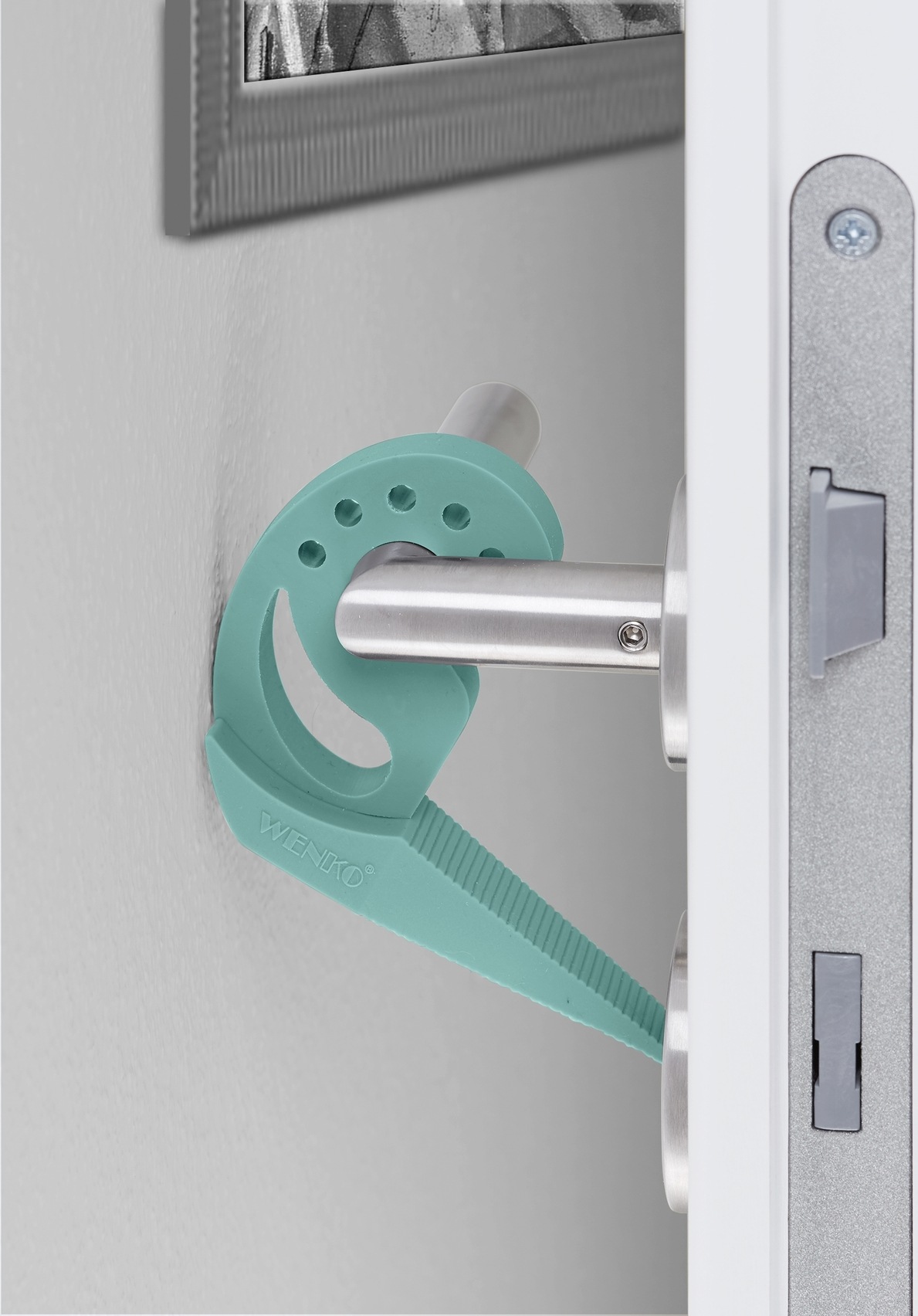 WENKO Fensterstopper »Modell Multi-STOP® Mint«, (Set, 4 St.), Klemmschutz, Türstopper aus Kunststoff