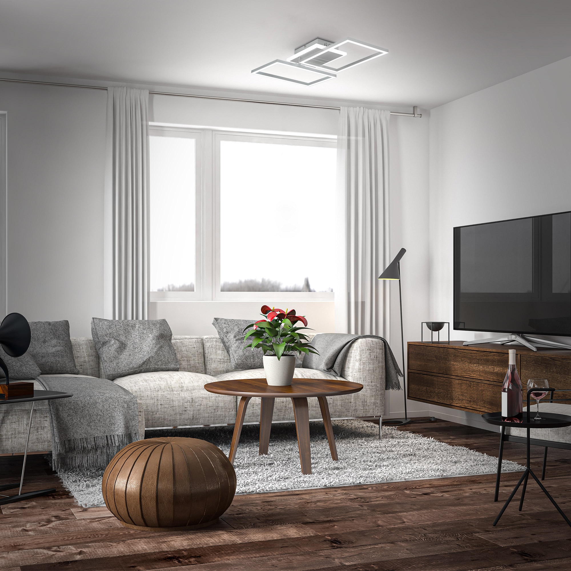 B.K.Licht LED Deckenleuchte »BKL1440 LED Deckenlampe, einstellbare Farbtemperatur, LED Lampe«, 1 flammig, Leuchtmittel LED-Modul | LED fest integriert, 2700K - 6500K, 4.200Lm, 40W, 50x38,8x8 cm, Chrom-Alu