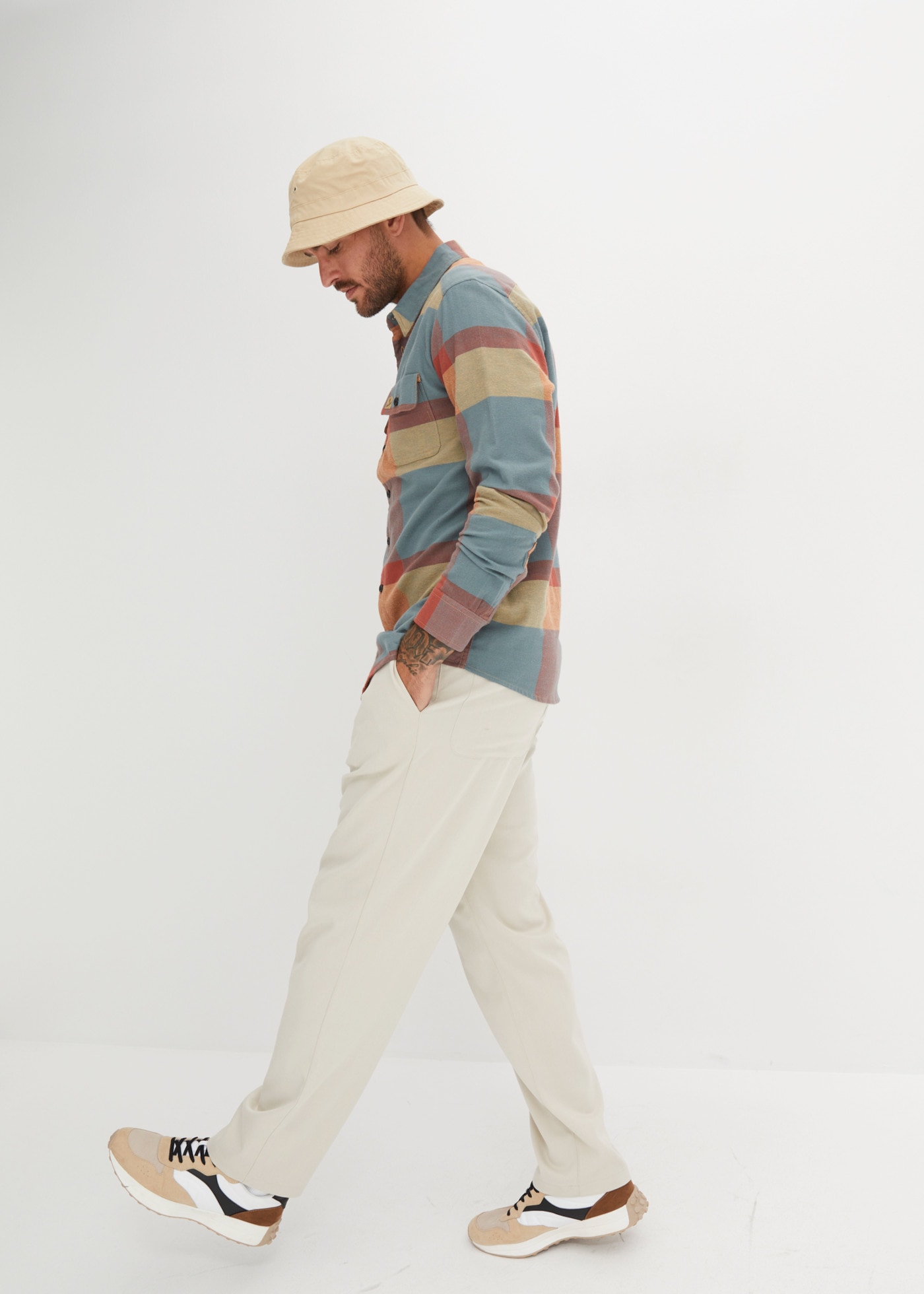 bonprix Flanellhemd modisches Karohemd, aus wärmendem Baumwoll-Flanell, Regular Fit