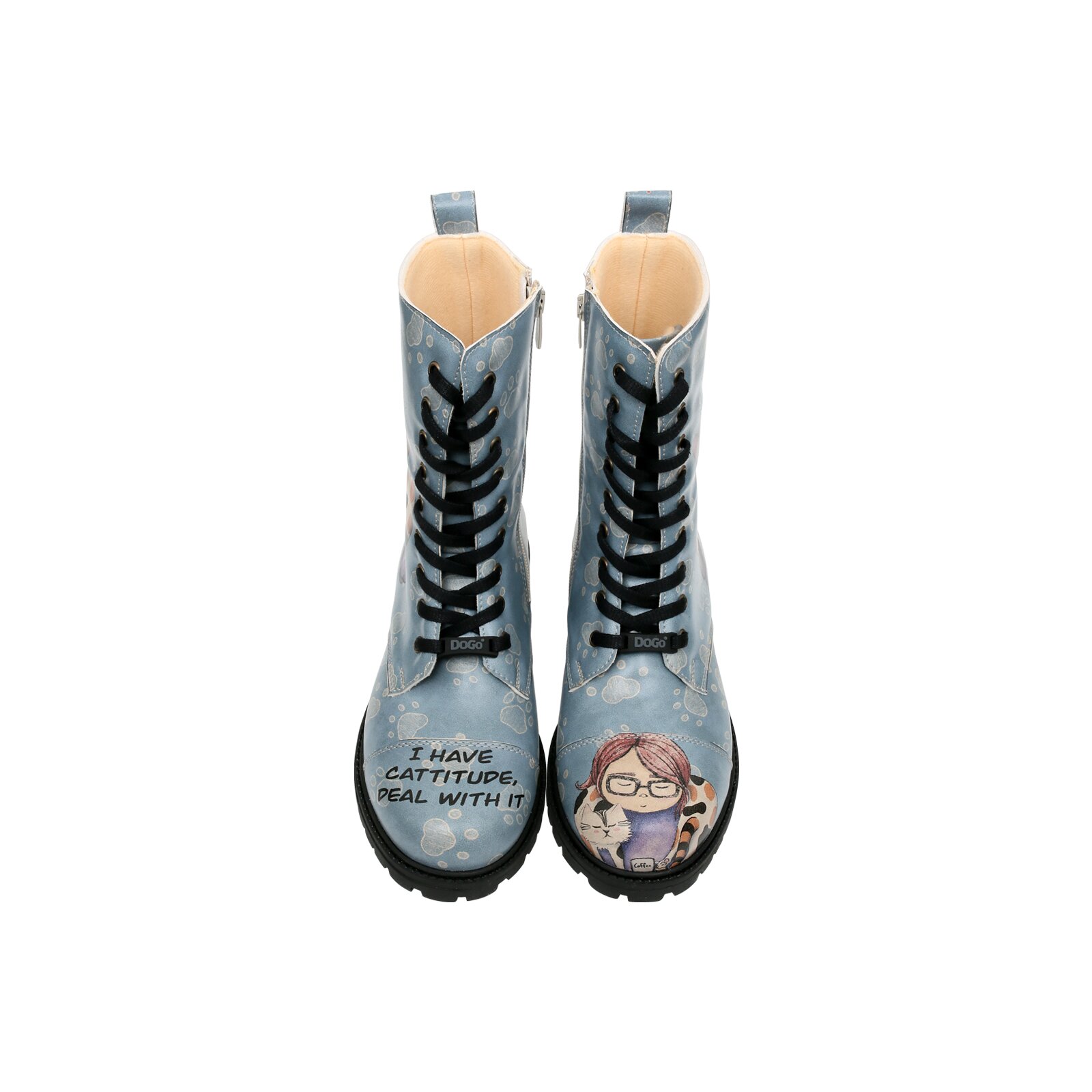 Thumbnail - DOGO Schnürboots "Zipsy High-Top Boots I Have Cattitude Damen Stiefeletten", Vegan