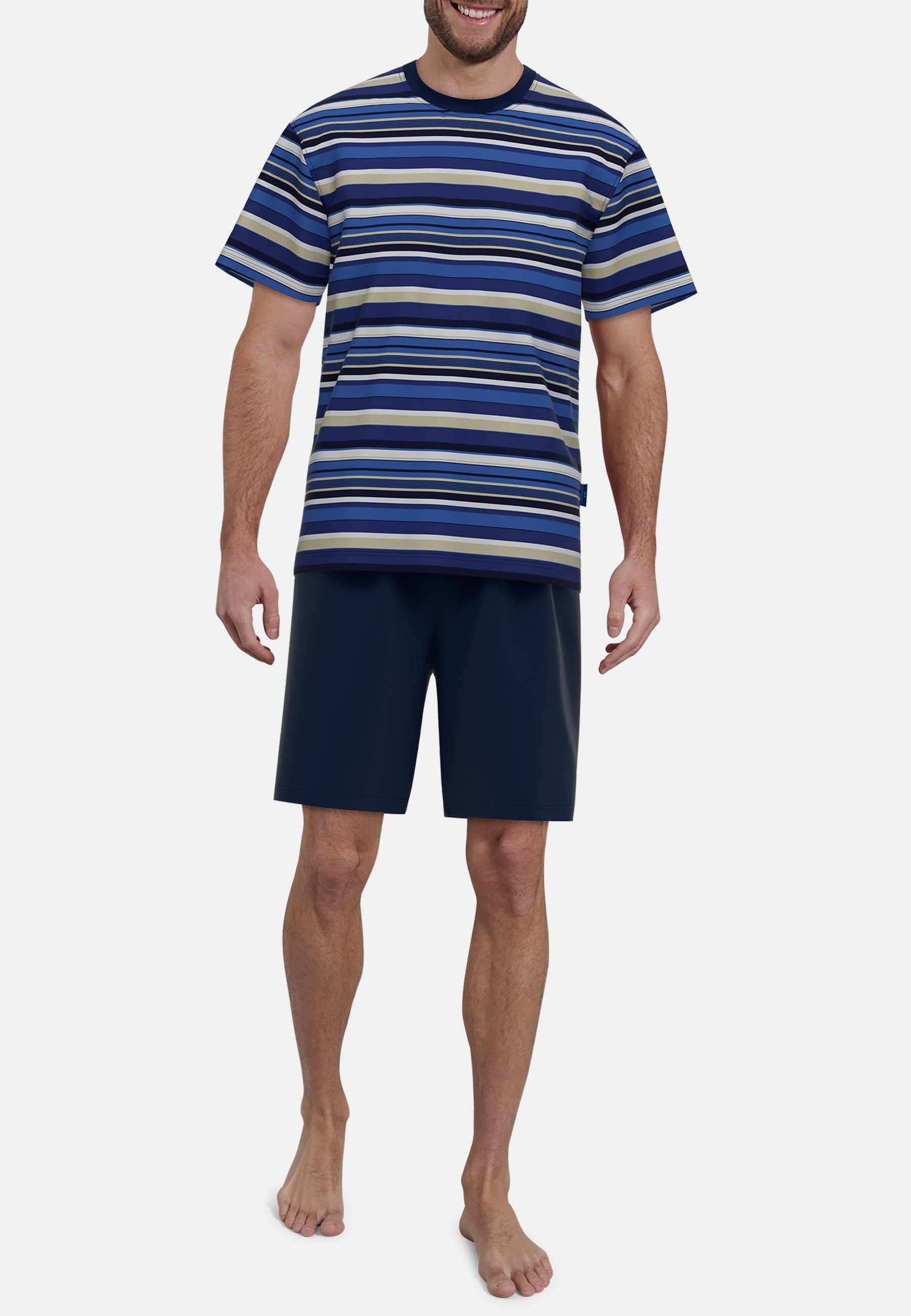 Thumbnail - GÖTZBURG Shorty "Waterford" 2 tlg. Kurzarm, Rundhalsausschnitt, kurze Hose, Baumwollmix, atmungsaktiv