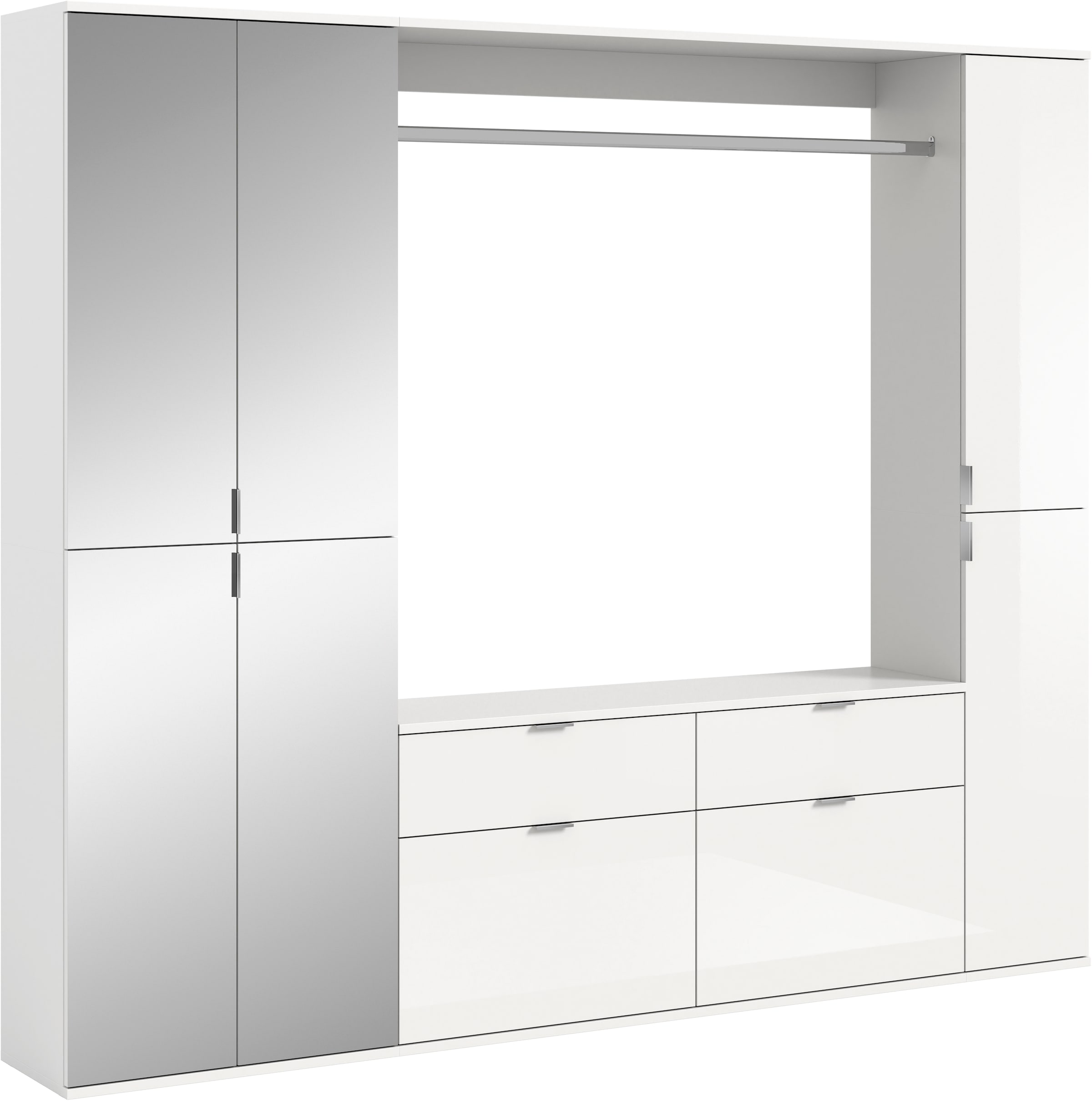 INOSIGN Garderoben-Set »Trondheim, Breite 212 cm, 5-teilig, bestehend aus:«, (Set, 4 St.), 2x Garderobenschrank, 1 Kommode, 1 Garderobenstange, 1 Ablageboden