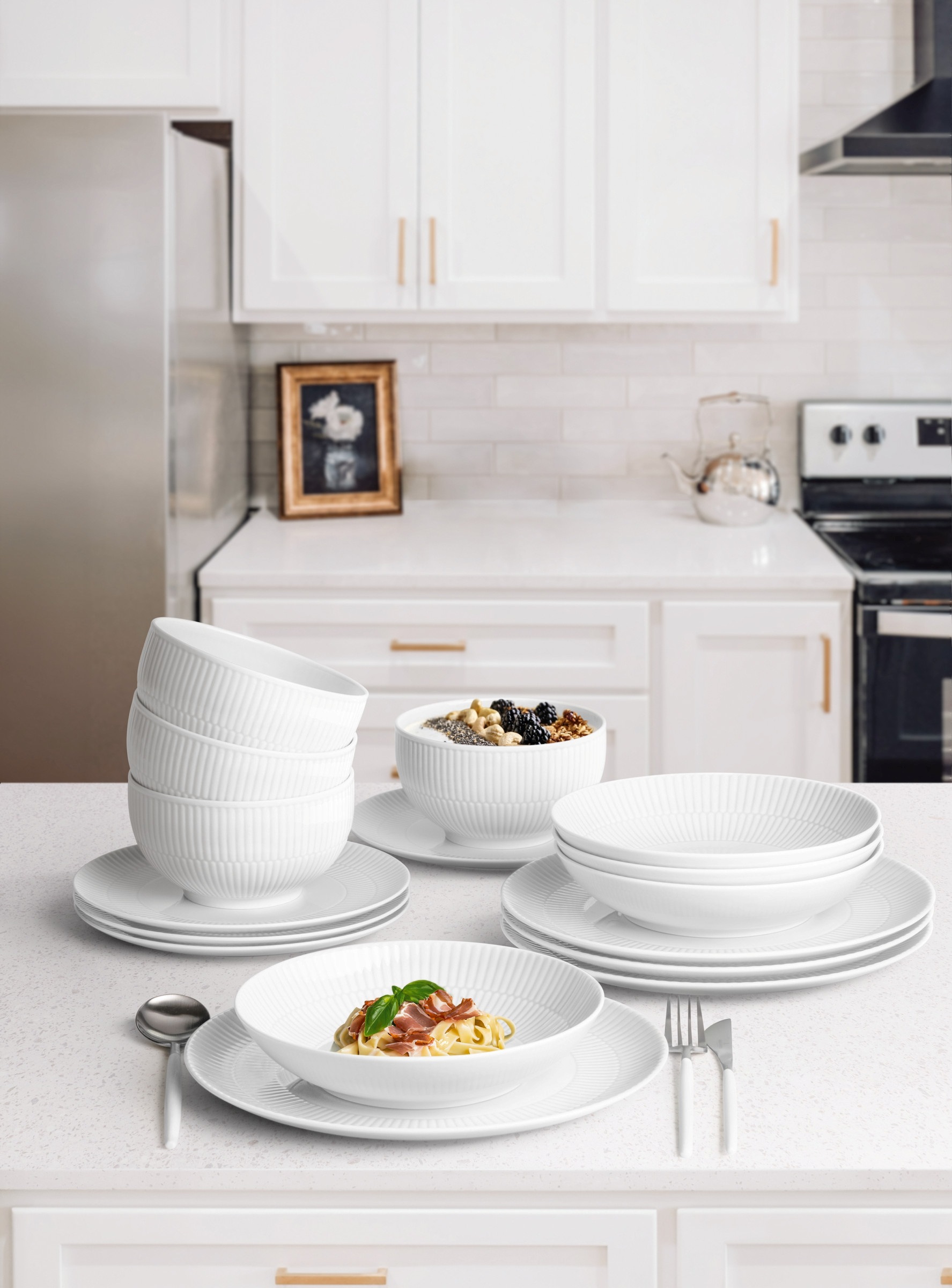 Seltmann Weiden Geschirr-Set »Amina« Frühstücks-, Speise-, Suppenteller & Müslischale, Kombiservice