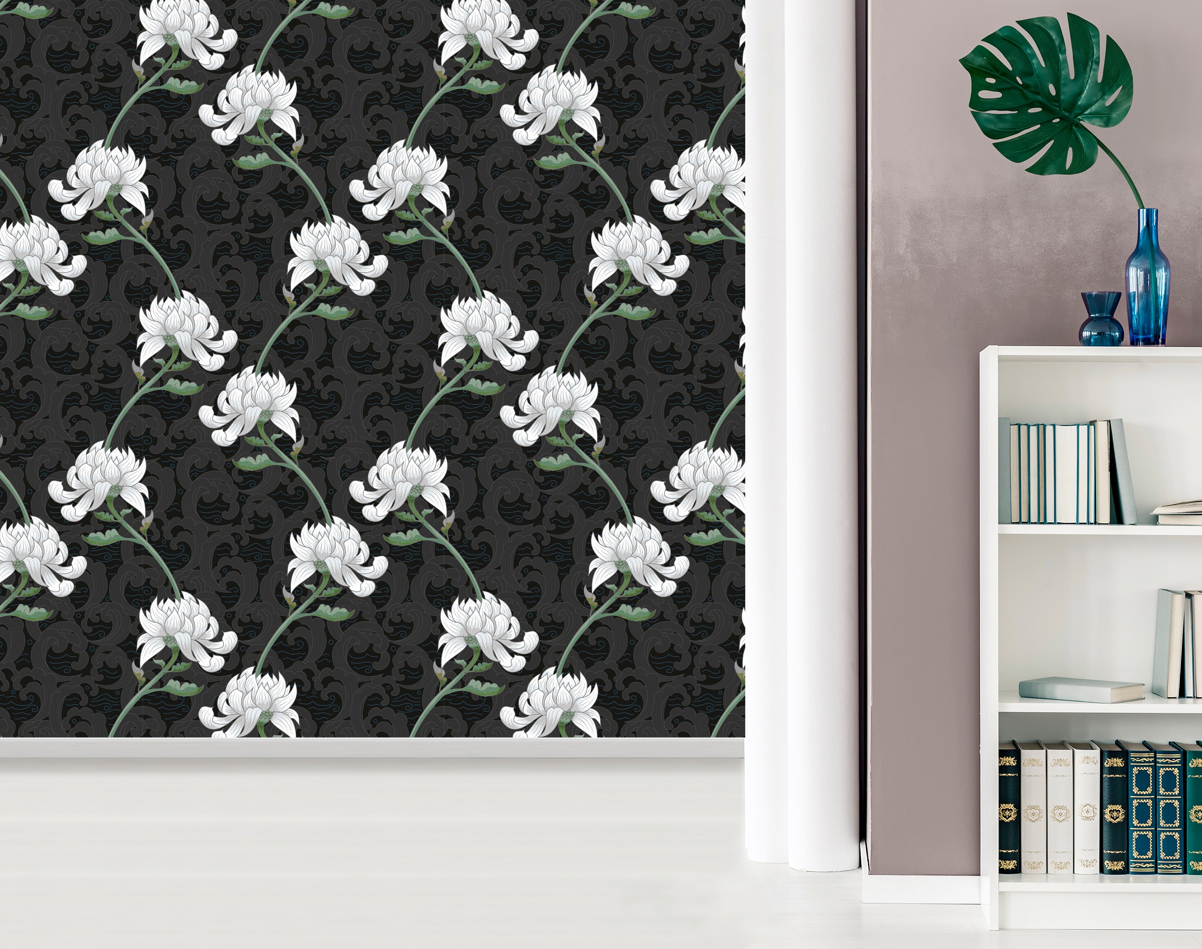queence Vinyltapete »Ophelia«, bedruckt-Motiv-botanisch-floral-gemustert-natürlich, 90x250cm, selbstklebend, kinderleichte Anbringung, Sticker