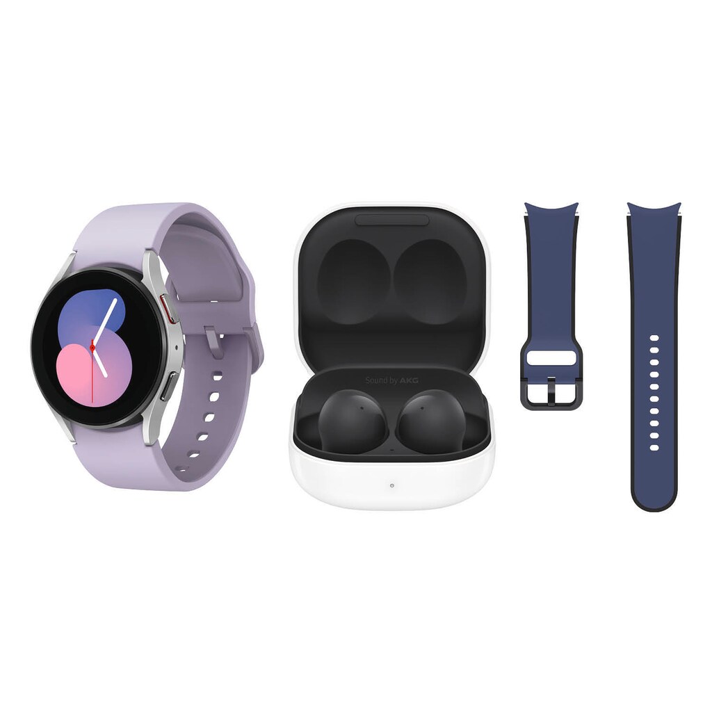 Samsung Smartwatch »Set: Galaxy Watch 5 + Buds2 Black + Band Navy«, (Wear OS by Google)