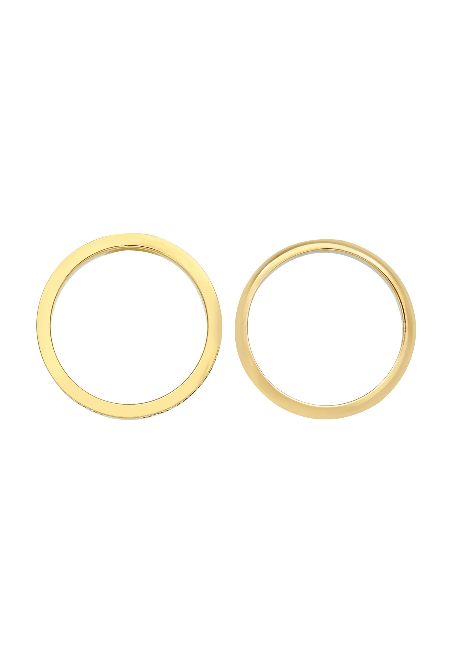 ELLI Solitaire Ring Set 925 Sterling Silver Gold Size 54 2