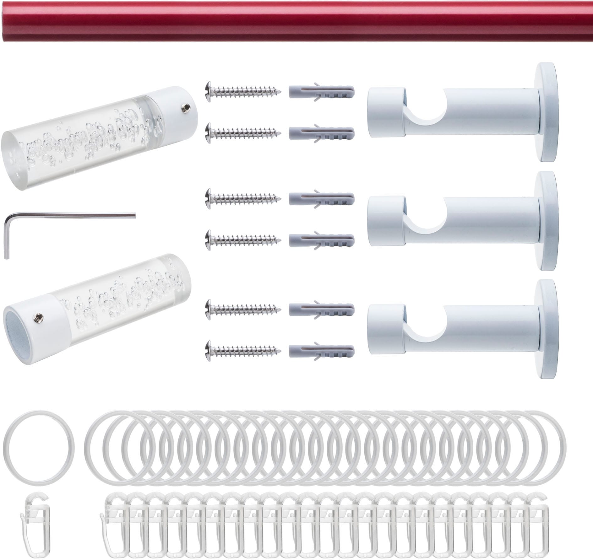 Liedeco Gardinenstange »Fertigstilgarnitur 20 mm Power Celebration Zylinder Acryl«, 1 läufig-läufig, Fixmaß, Gardinenstange Komplett, Farbkombination