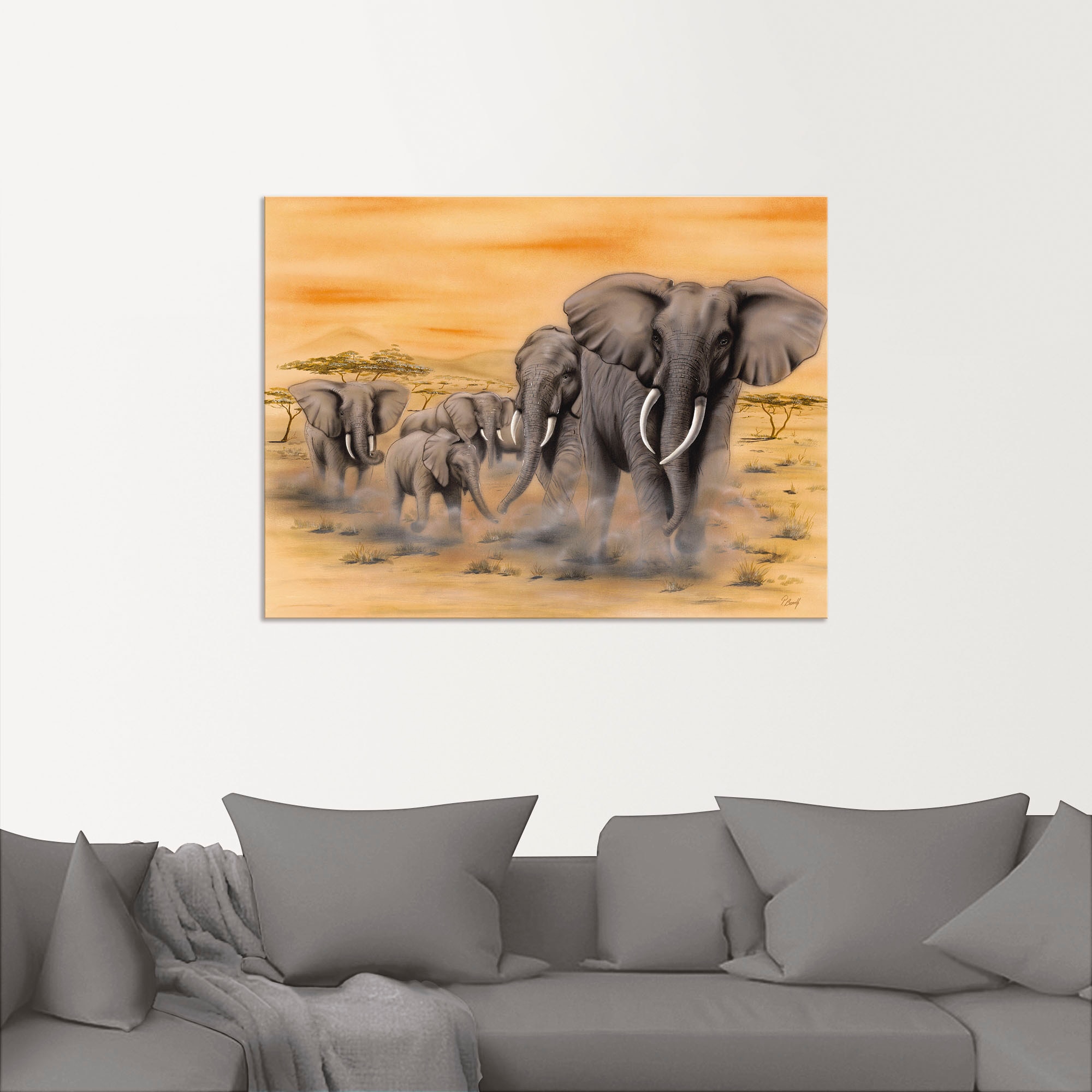 Artland Wandbild »Steppenelefanten«, Elefanten Bilder, (1 St.), als Alubild, Outdoorbild, Leinwandbild, Poster, Wandaufkleber