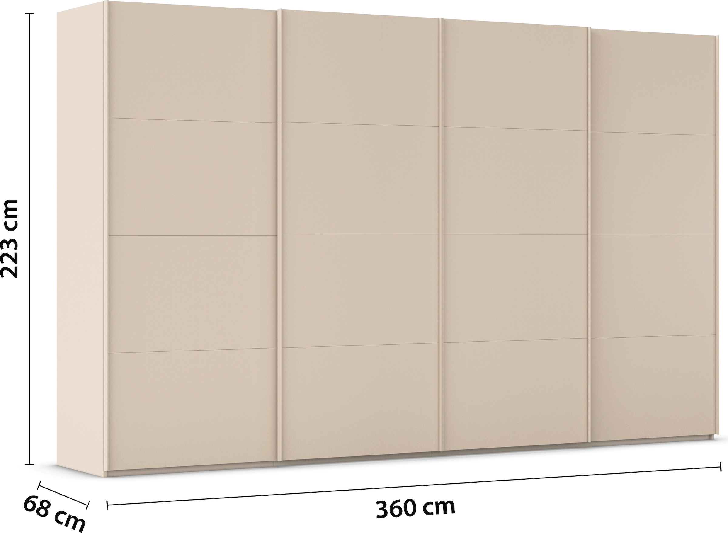 rauch Schwebetürenschrank »Kleiderschrank Schrank Garderobe Schlafzimmerschrank SCALE-FYRA«, edle viergeteilte Türen viele Farben und Griff-Farben MADE IN GERMANY