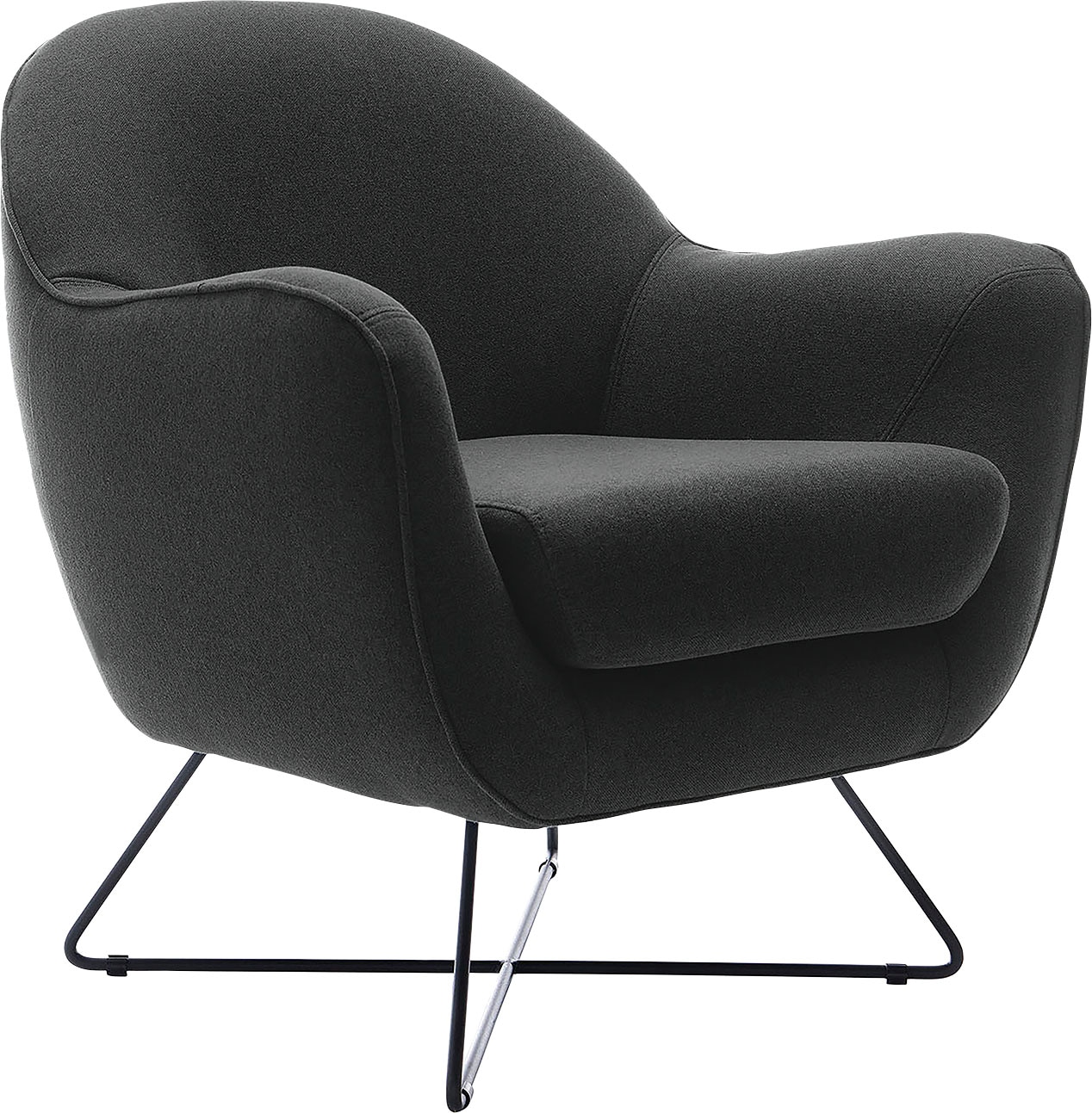 TRENDMANUFAKTUR Sessel »Evora, Loungesessel, Designsessel« in zeitlosem Stil mit modernem Metallgestell