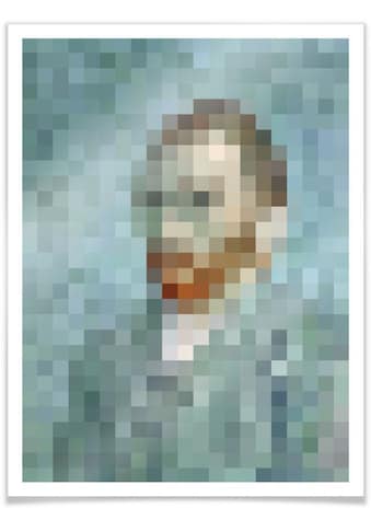 Wall-Art Poster »Pixel Portrait van Gogh Bildni...