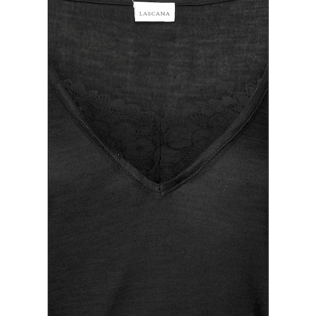 LASCANA Nachthemd, mit Spitzendetail und halblangen Ärmeln kaufen | BAUR
