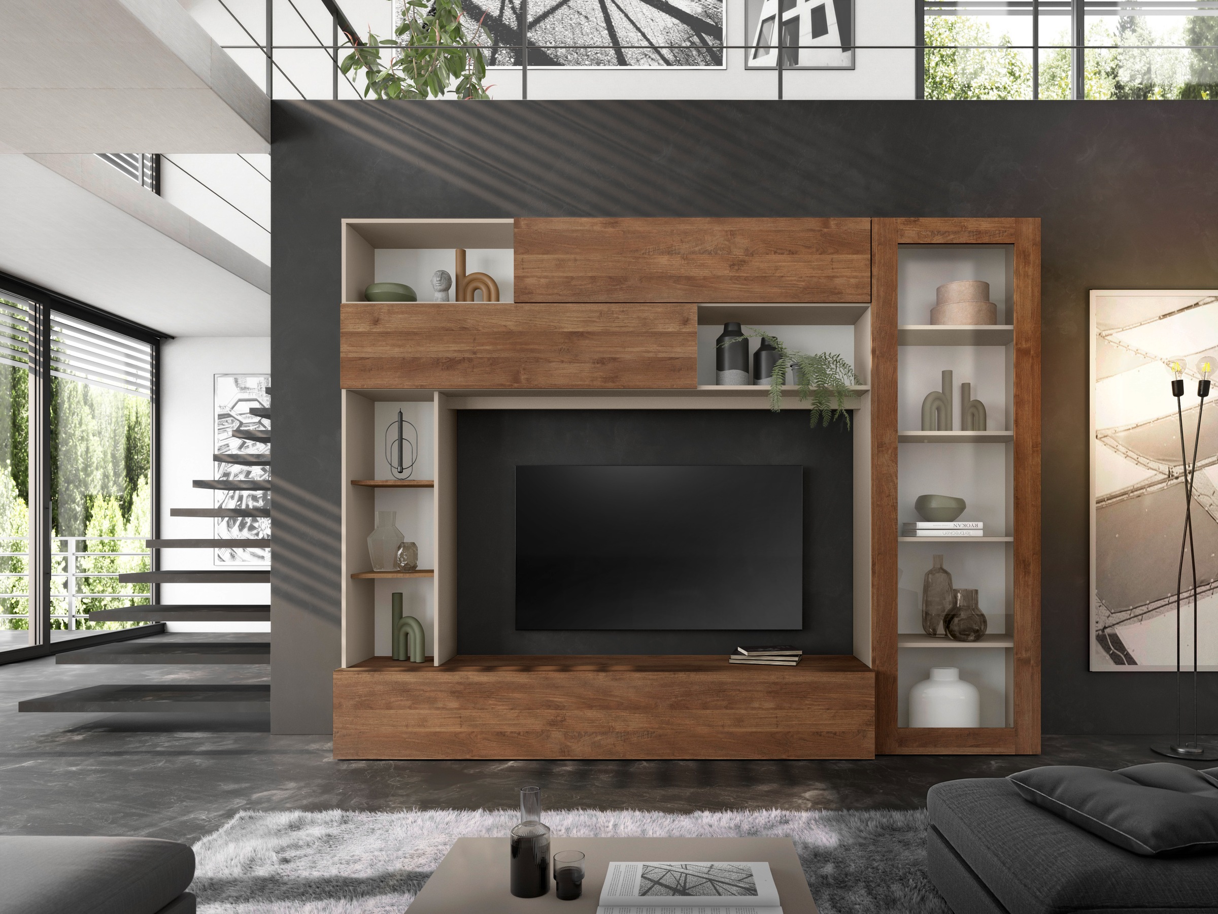 INOSIGN Wohnwand »PRATO, Breite 272 cm, Höhe 210 cm, Kompakt-Wohnwand,«, Mediawand, Schrankwand, moderne u. grifflose Optik, viel Stauraum