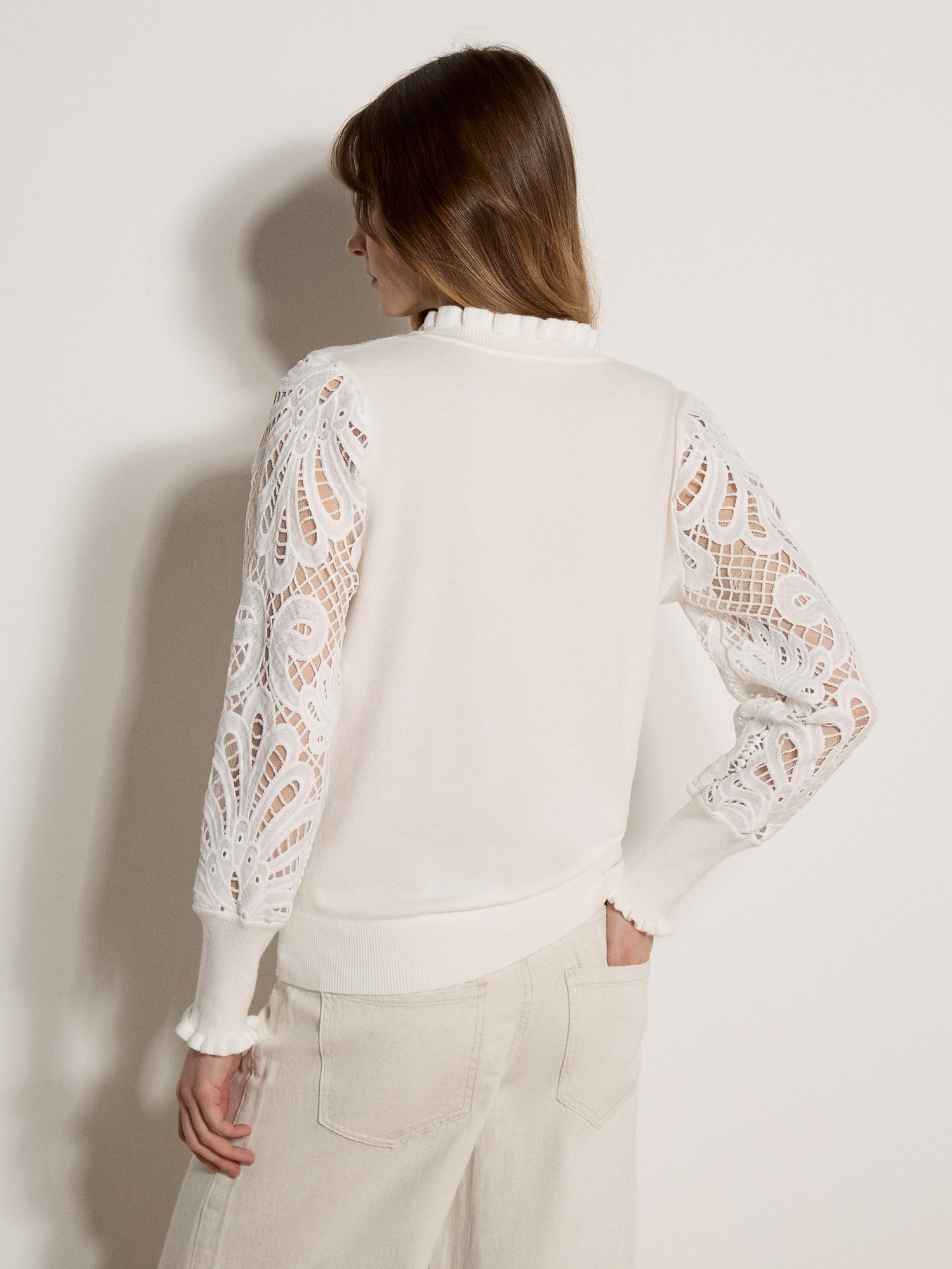 Apricot Rundhalspullover »Mesh-Pullover« aus Spitze