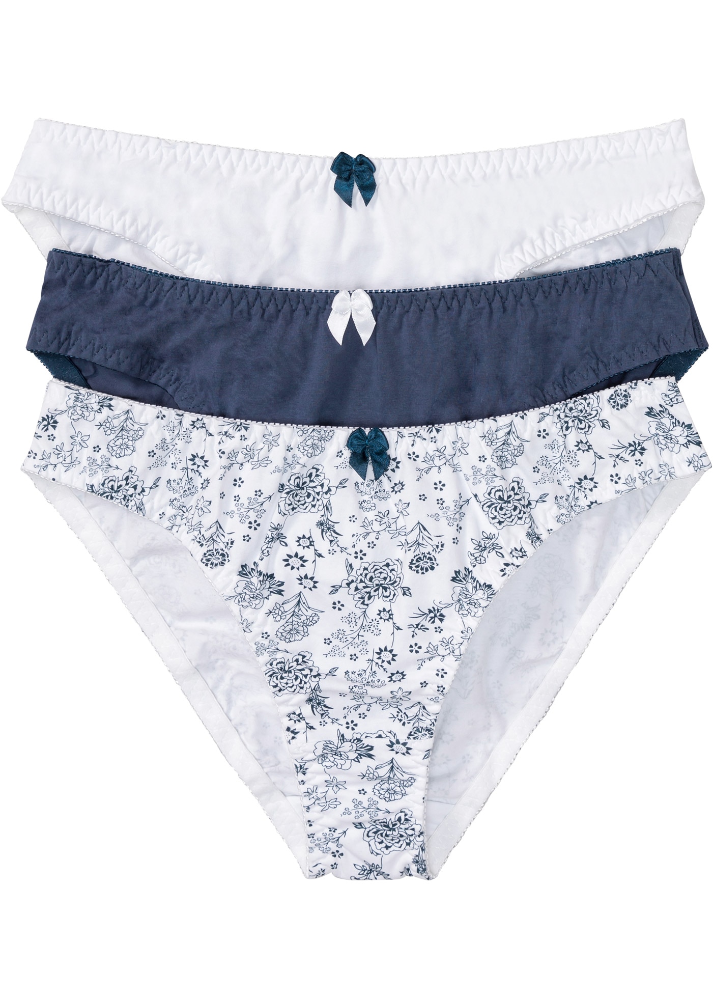 bonprix Slip Packung, 3 Stk. unifarben und bedruckt, mit kleinem Schleifendetail