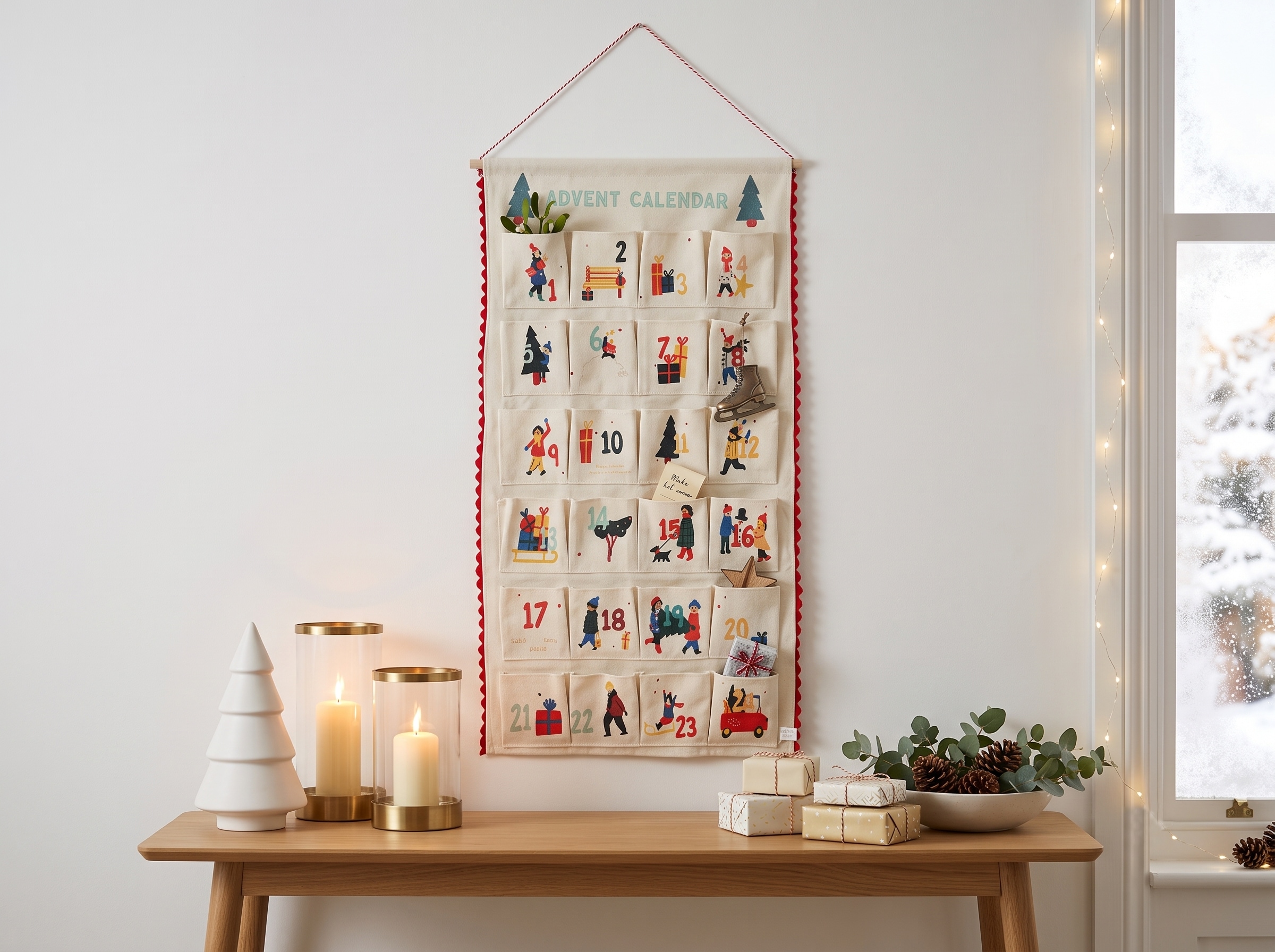OTTO home Adventskalender »mit Gratis Geschenksäckchen(ca.18x13cm),« Es liegt keine Altersempfehlung vor ca.50x100cm, ideal für Türen oder als Wandbehang
