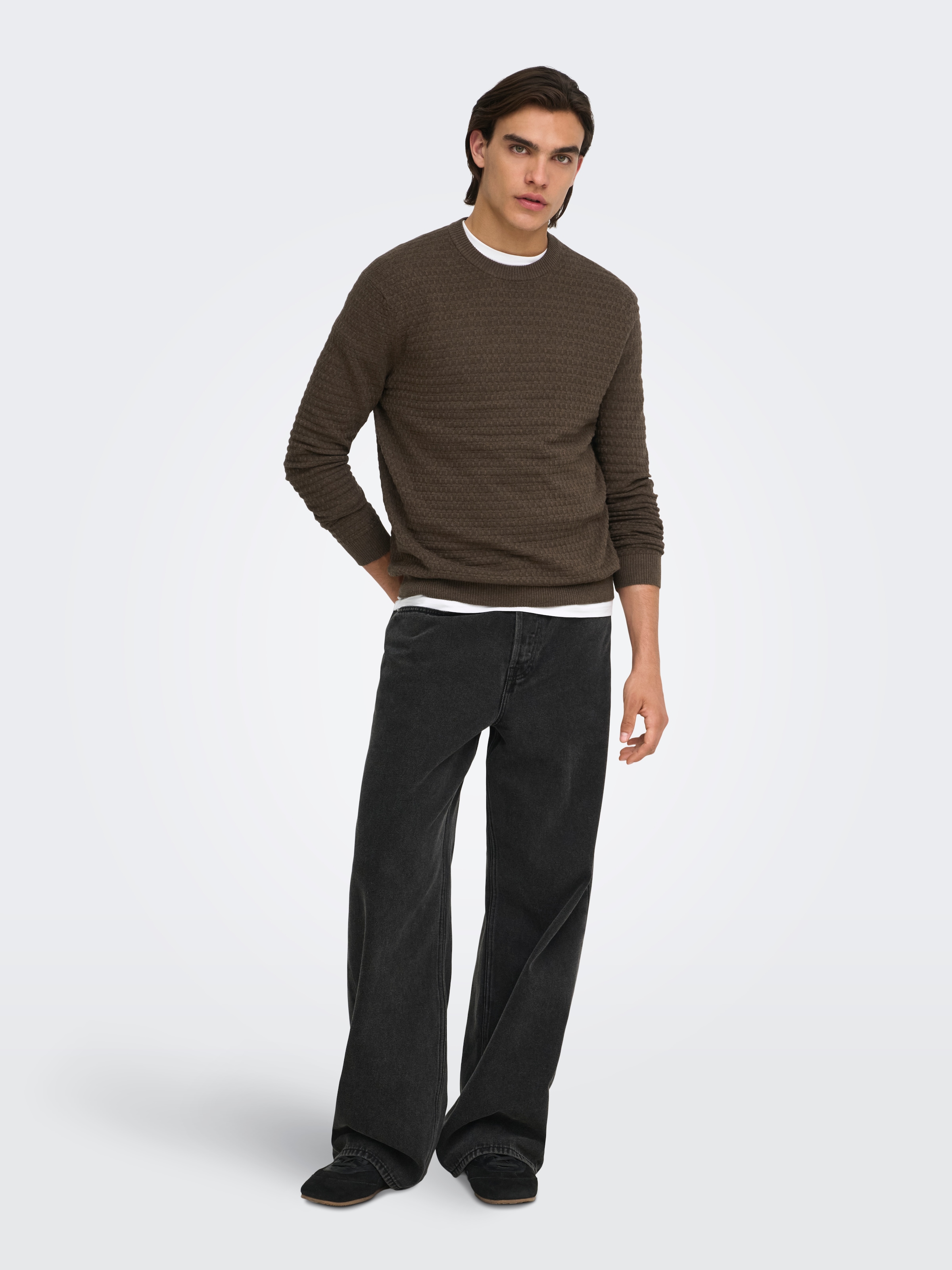 ONLY & SONS Rundhalspullover »ONSLOUI LS STRUCTURE CREW REG NOOS« Baumwollmischung, regular fit