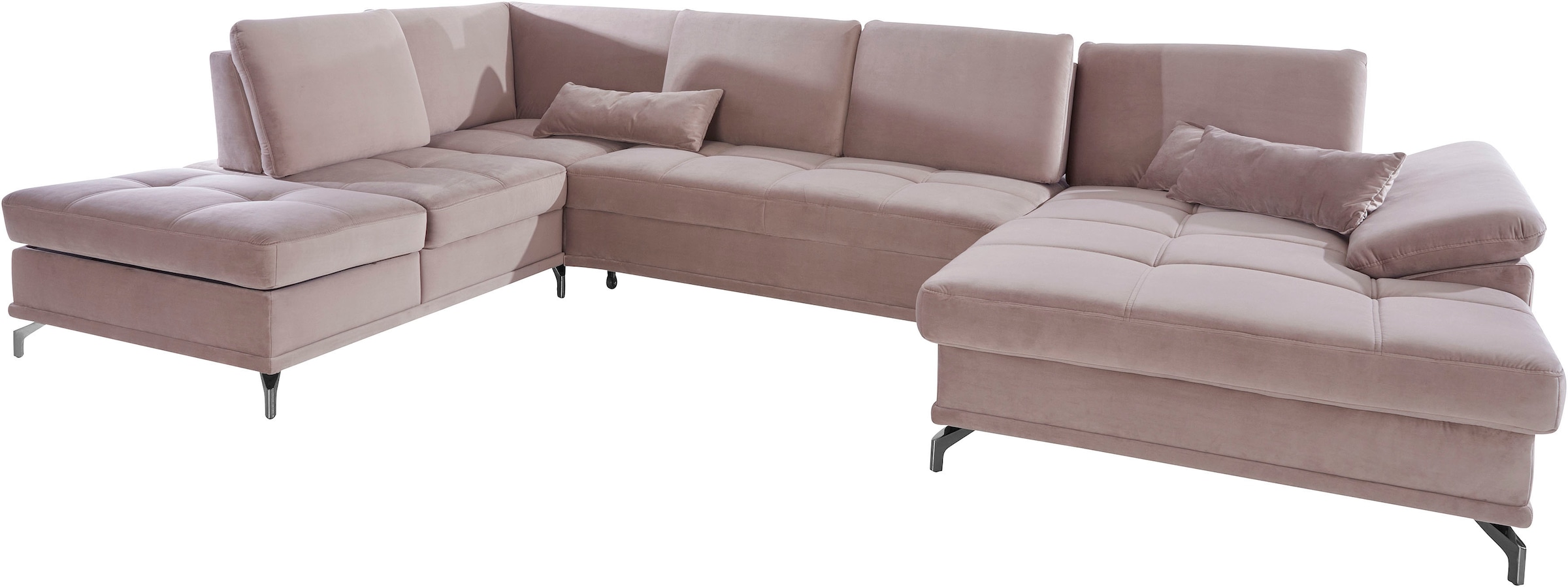 Places of Style Wohnlandschaft »Costello U-Form, mit Sitztiefenverstellung, Armteilverstellung und«, 3 Nierenkissen, optional Bettfunktion und Bettkasten