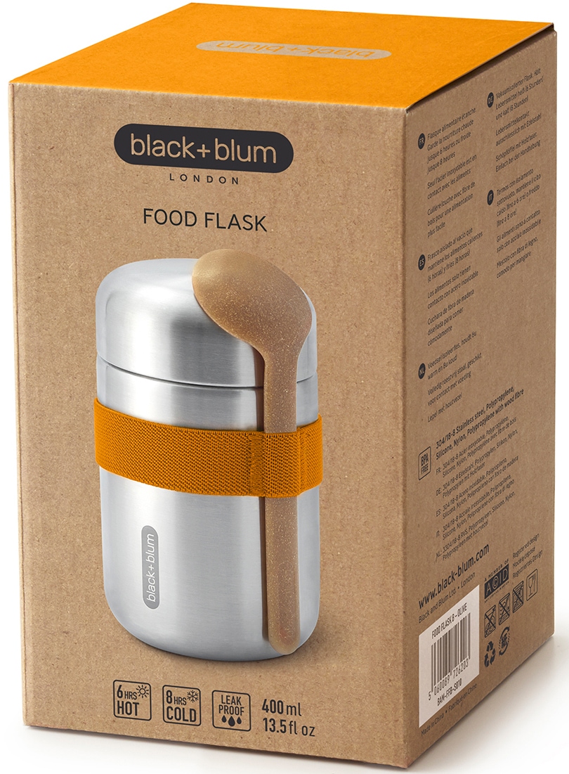 black+blum Thermobecher »Food Flask«, hält Speisen lange heiß, auslaufsicher, inkl. Löffel, 400 ml