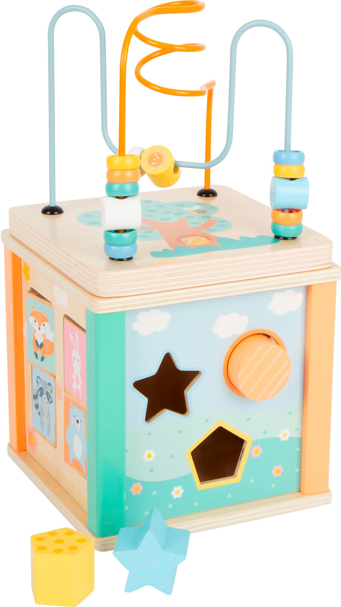 Motorikwürfel SMALL FOOT "pastell", bunt, Motorikspielzeug, BabyB:15cm H:30cm T:15cm, Holz, Kunststoff, Metall, B:15cm H:30cm T:15cm 3