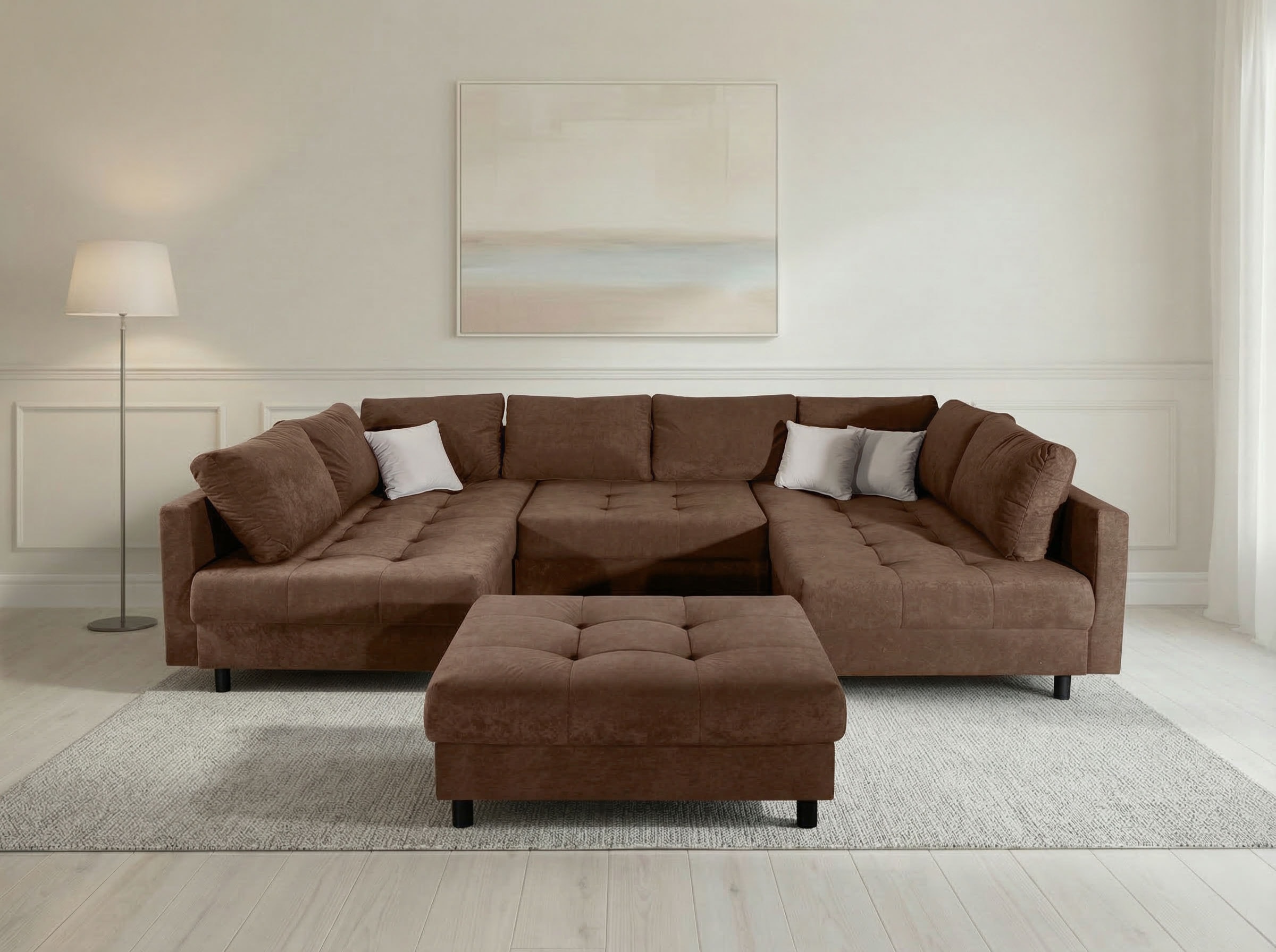 OTTO home "Antonia U-Form, B: 298 cm, inkl. Hocker, Federkernpolsterung" extra große Liegefläche, 282x178cm, inkl. 3 Zierkissen