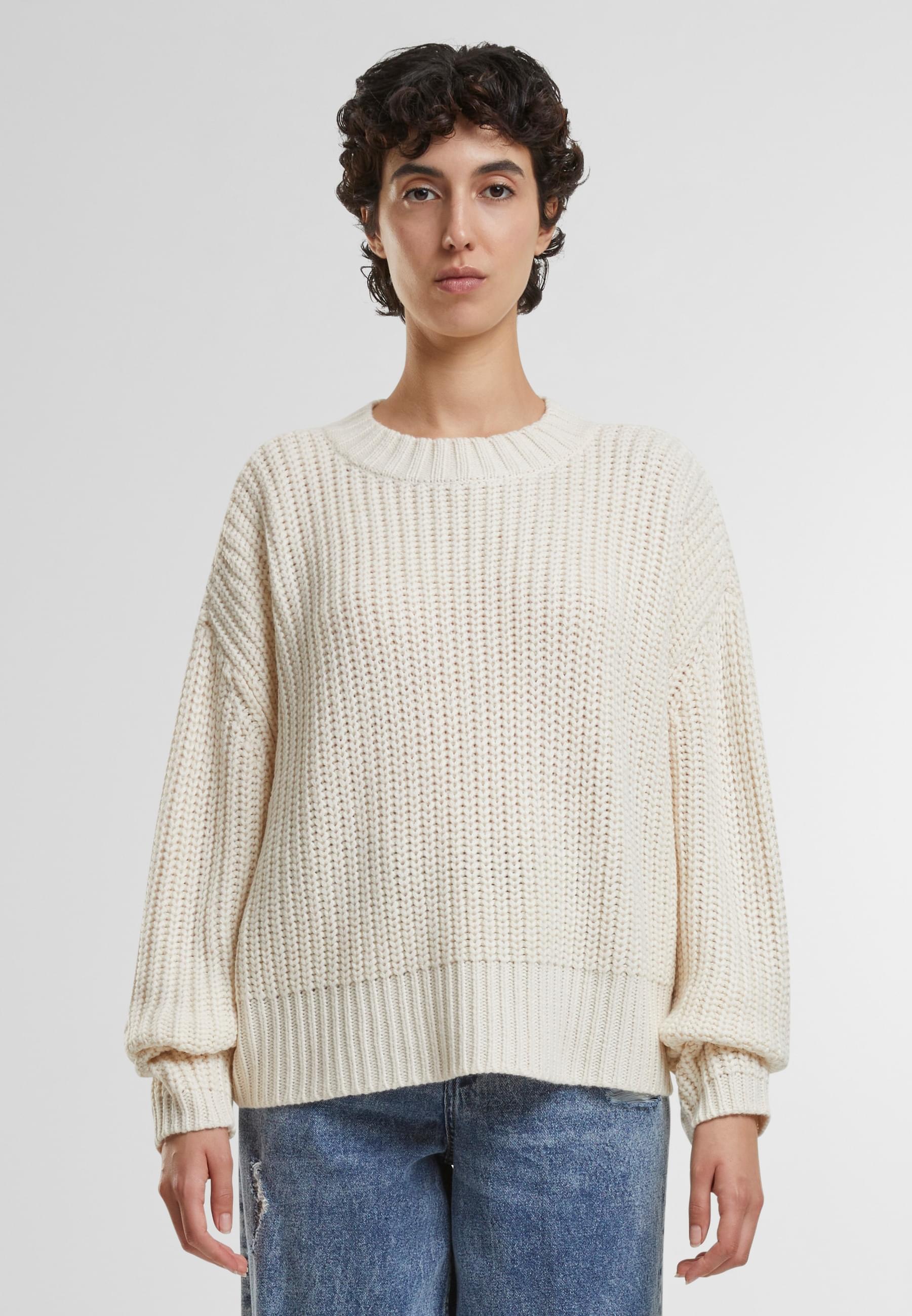 URBAN CLASSICS Rundhalspullover »Urban Classics Ladies Wide Basic Oversized Sweater«, (1 tlg.)