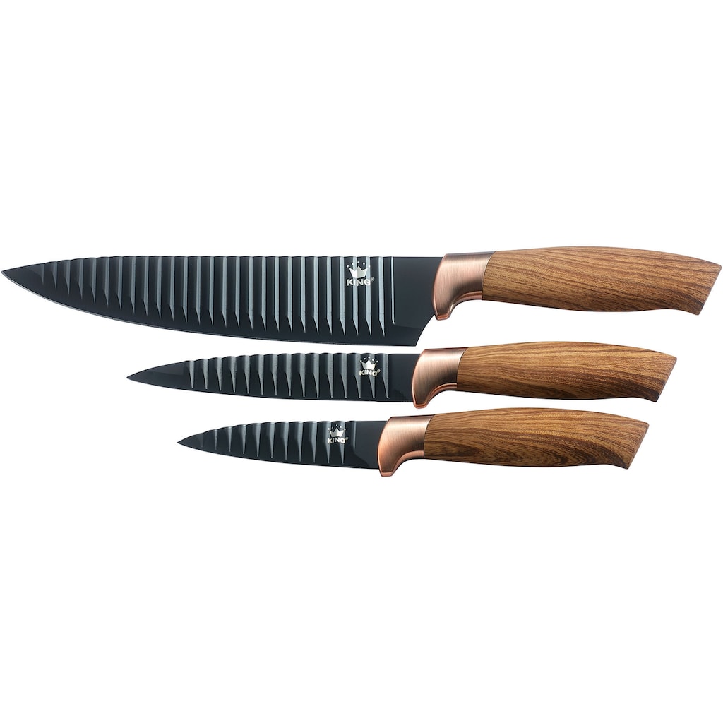 KING Messer-Set »Essential«, (Set, 3 tlg., 1 Kochmesser 20cm, 1 Universalmesser 12.5cm, 1 Gemüsemesser 8.5cm)