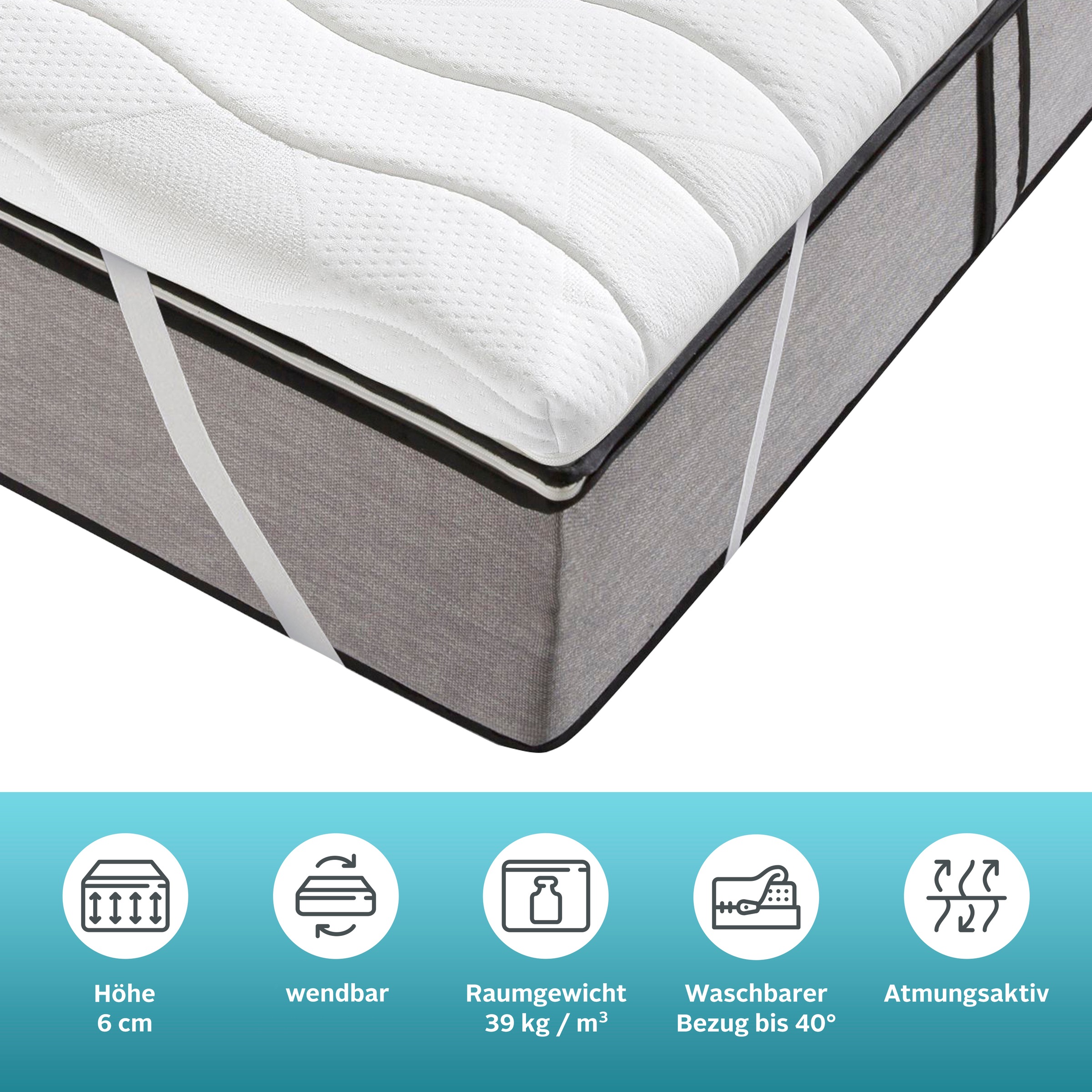 Thumbnail - Älgdröm Topper "Tornby Topper 90x200 cm,180x200 cm, in 4 Härtegraden" Matratze & Boxspringbett, Allergiker geeignet (Hau...