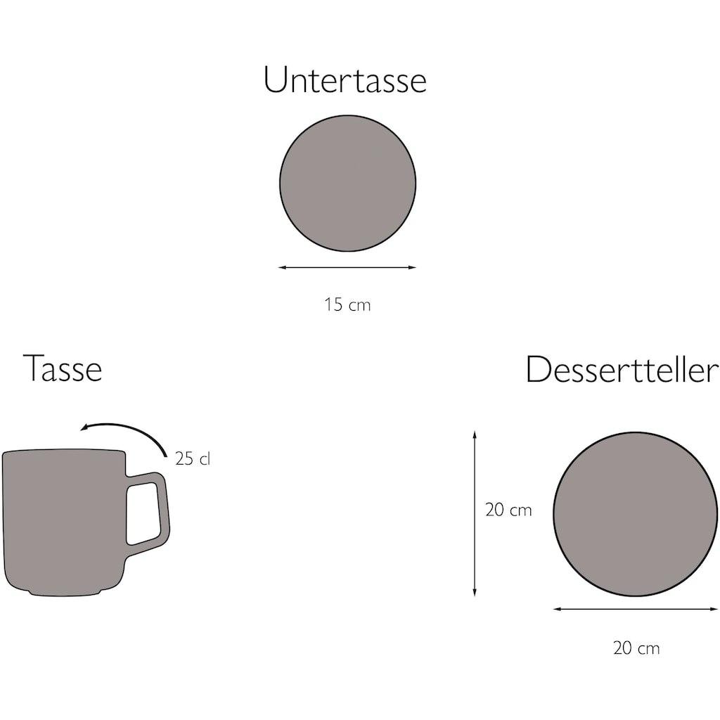 CreaTable Kaffeeservice »Chef Collection«, (Set, 18 tlg., Kaffeegeschirr für 6 Personen), Service, nordisches Design, 18 Teile, für 6 Personen
