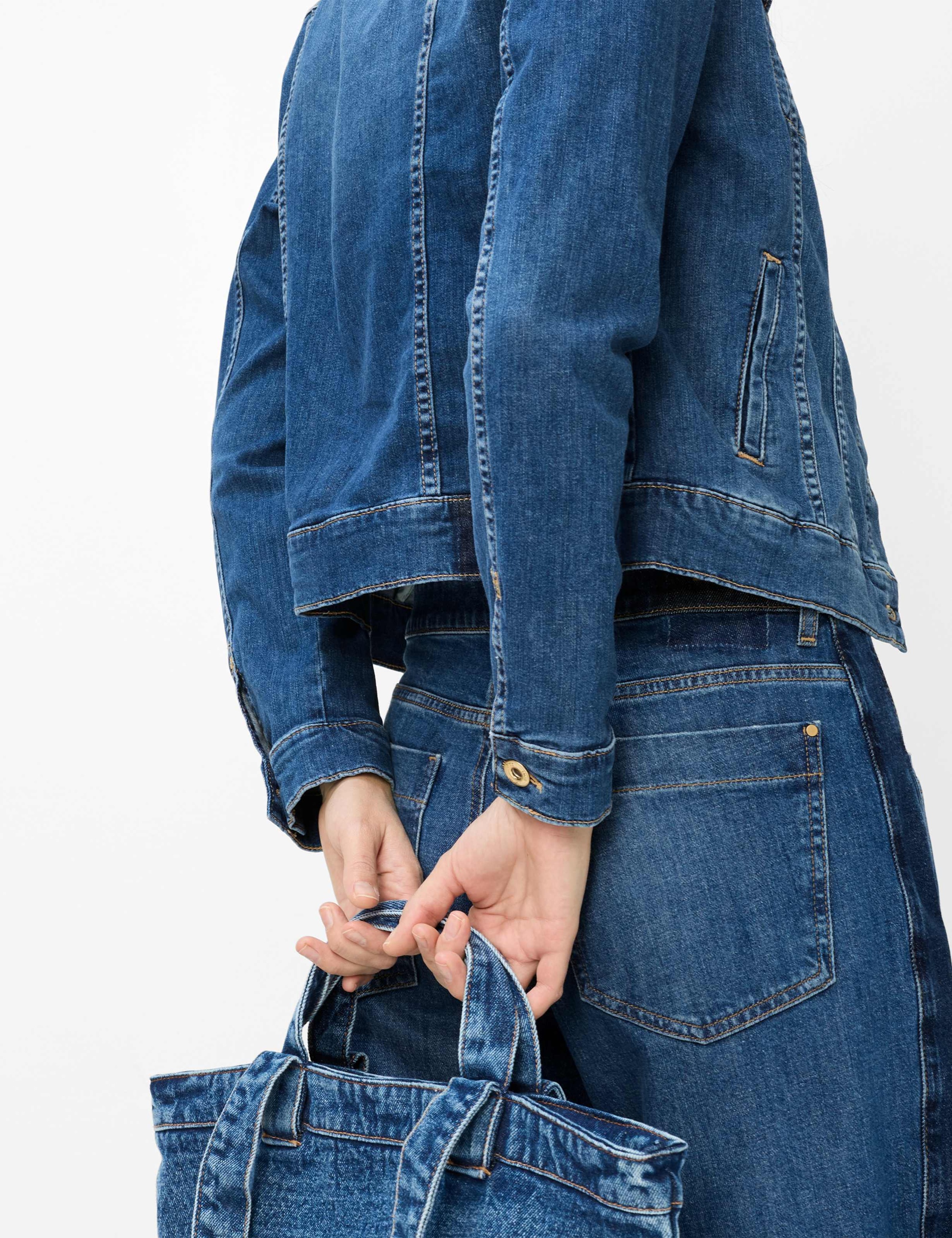 Jeansjacke BRAX "Style MIAMI", Damen, Gr. 48, blau, Denim/Jeans, 91% Baumwolle, 7% Elastomultiester, 2% Elasthan, Jacken Jeansjacke 3