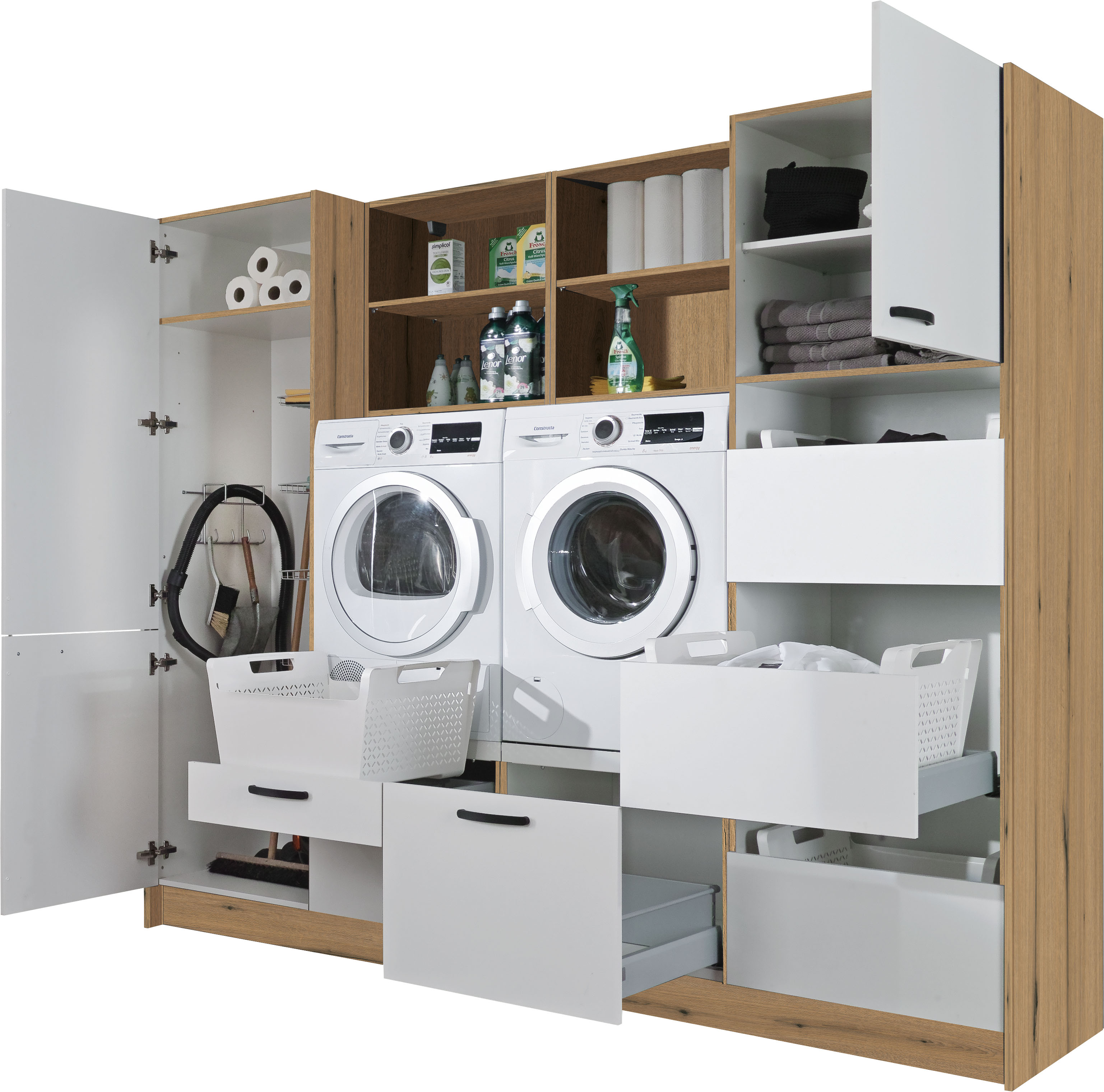 Express Küchen Kleiderschrank "Arta" Komplett-Set, ohne Geräte, vormontiert, mit Soft-Close-Funktion, Stellbreite 245 cm, 9 Stk. tlg.