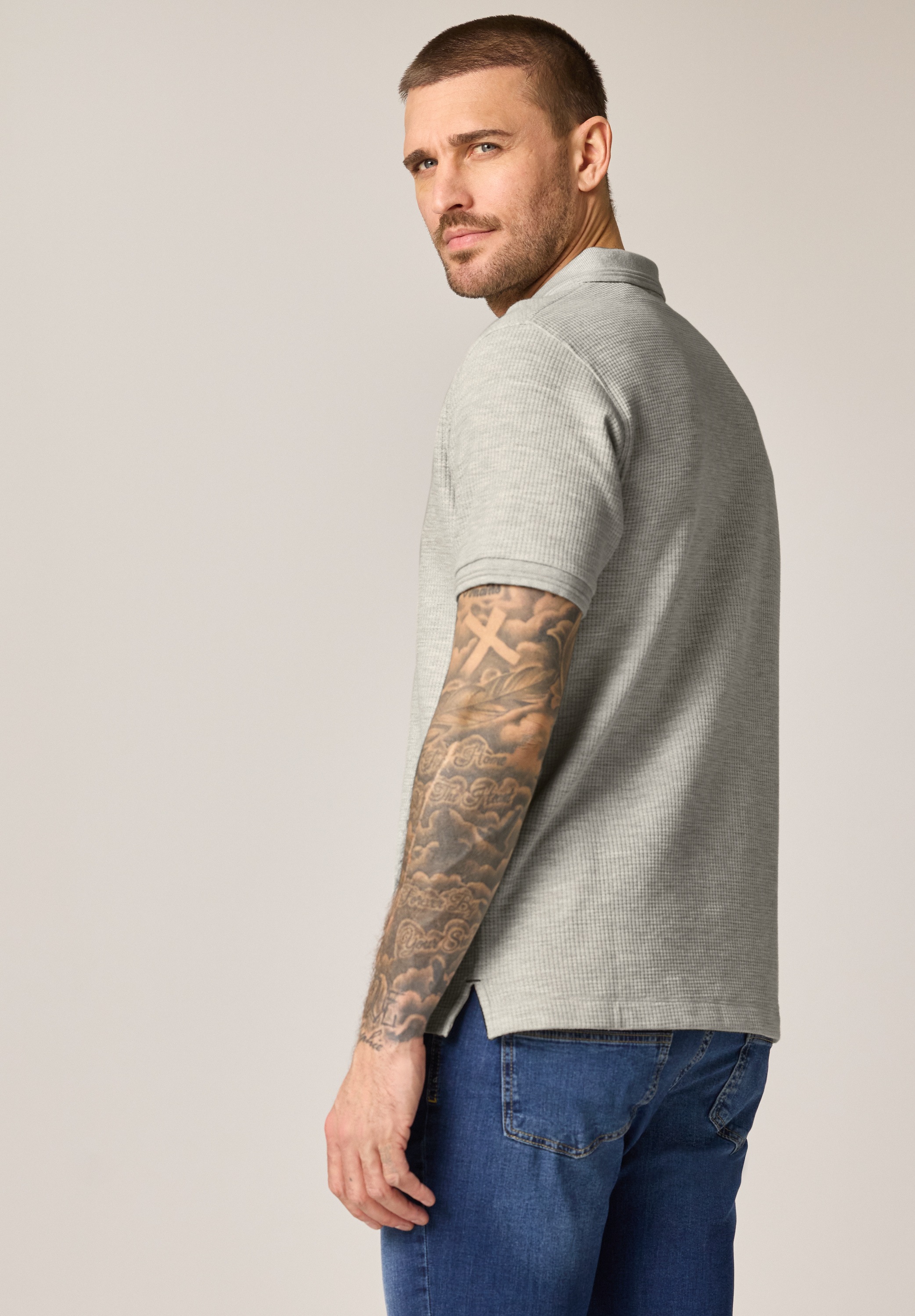 STREET ONE MEN Poloshirt aus Baumwolle mit Stretchante