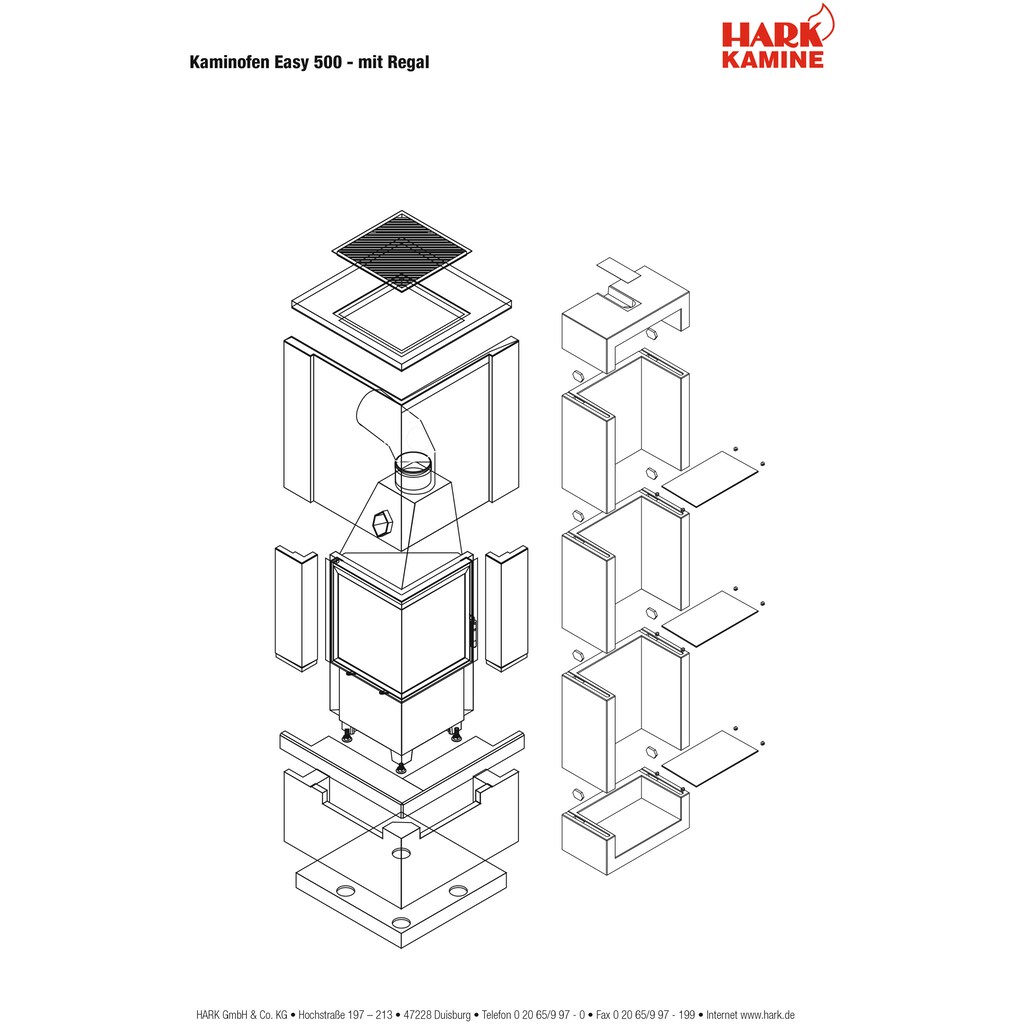 HARK Kaminbausätze »Easy 500 mit Regal«