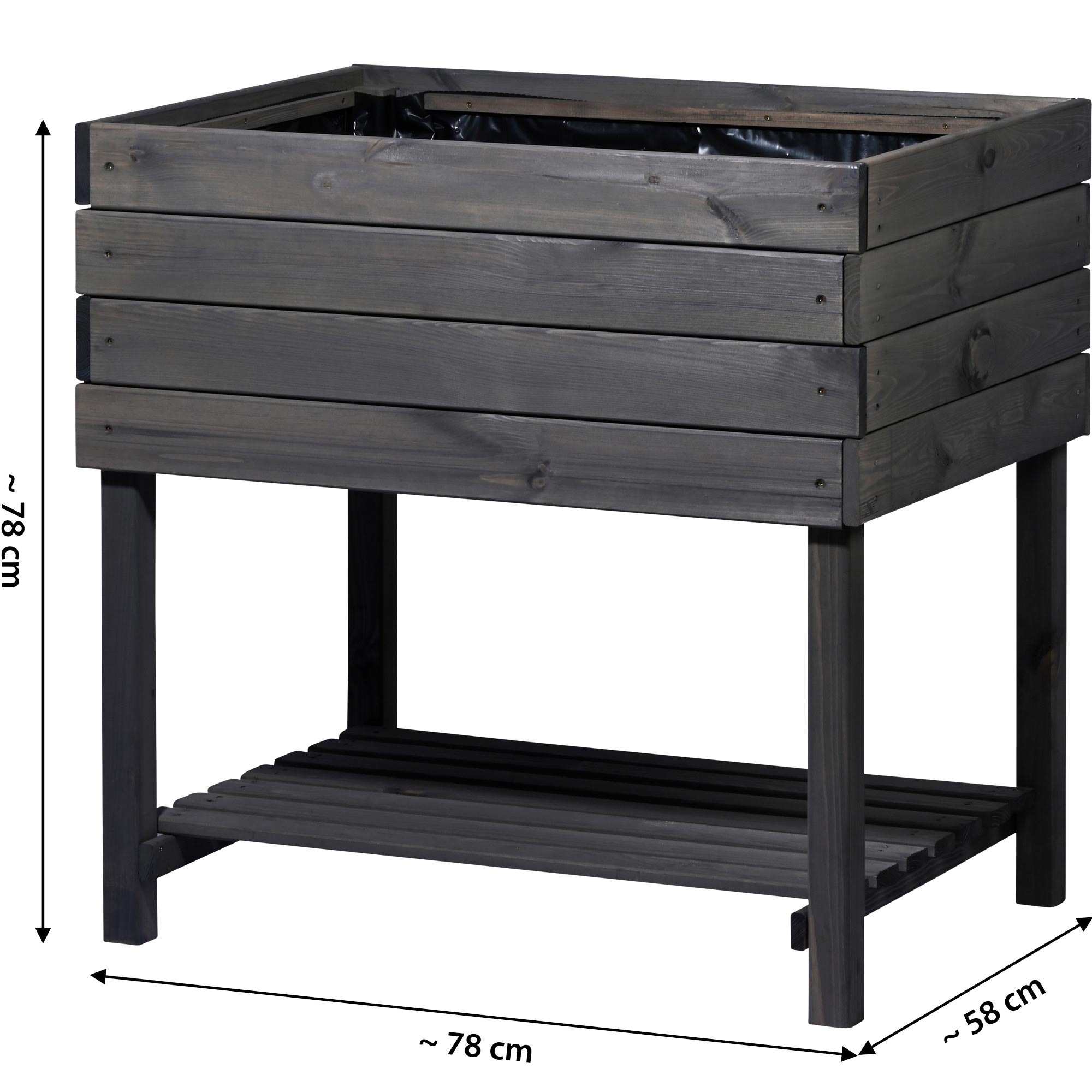 dobar Hochbeet »Kubus 2.0 mit Ablage und Pflanzfolie, Anthrazit« Außenmaße des Hochbeets: ca 78 x 58 x 78 cm (L x B x H)