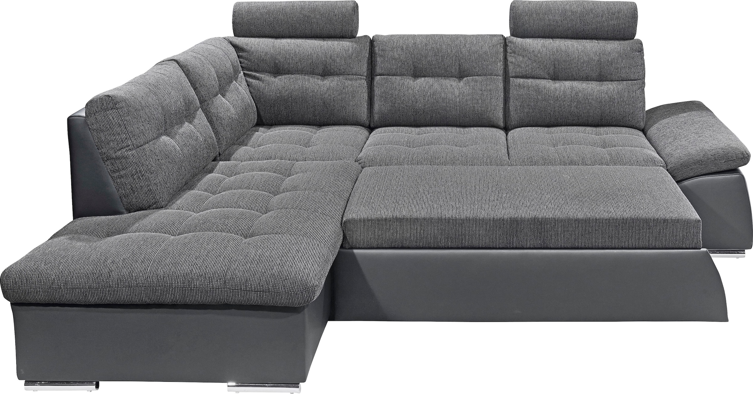 ED EXCITING DESIGN Ecksofa »Jakarta L-Form«, mit Bettfunktion, Armteilverstellung, Kopfstützen & 2 Nierenkissen