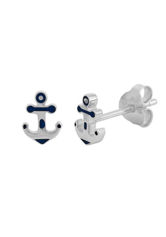 Paar Ohrstecker »925/- Sterling Silber rhodiniert Anker Lack blau«