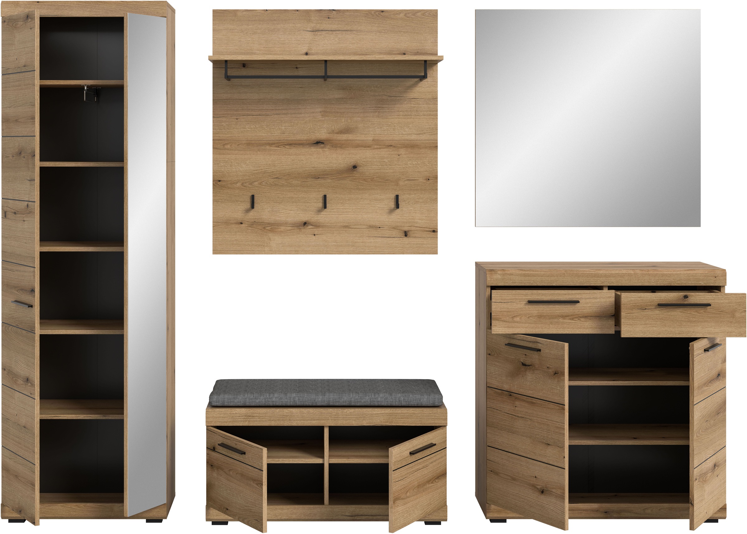 INOSIGN Garderoben-Set, (Komplett-Set, 5 St.), Scout Garderobenkombination 5-tlg., Flur, Diele