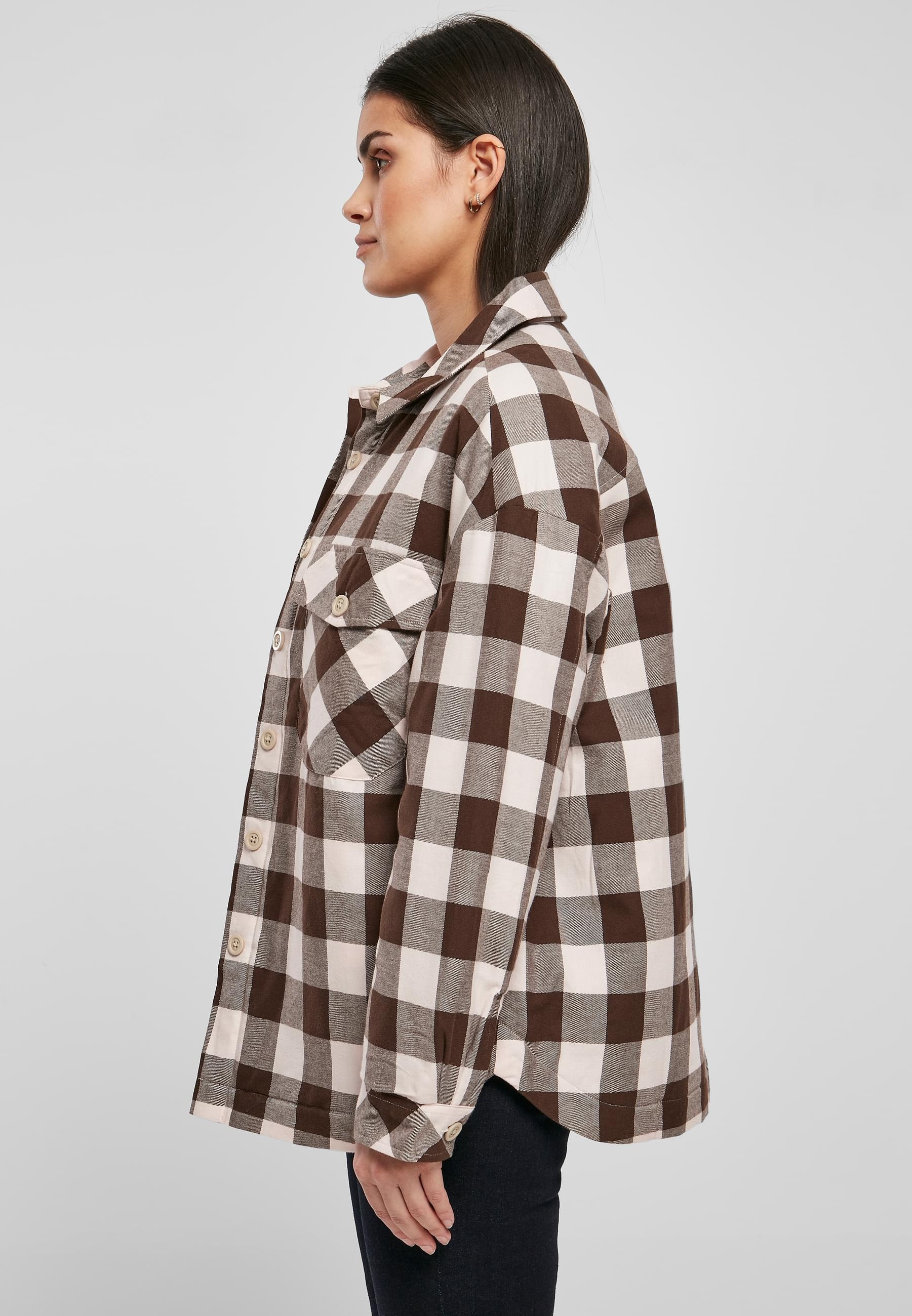 URBAN CLASSICS Allwetterjacke »Urban Classics Damen Ladies Flanell Padded Overshirt«, (1 St.), ohne Kapuze