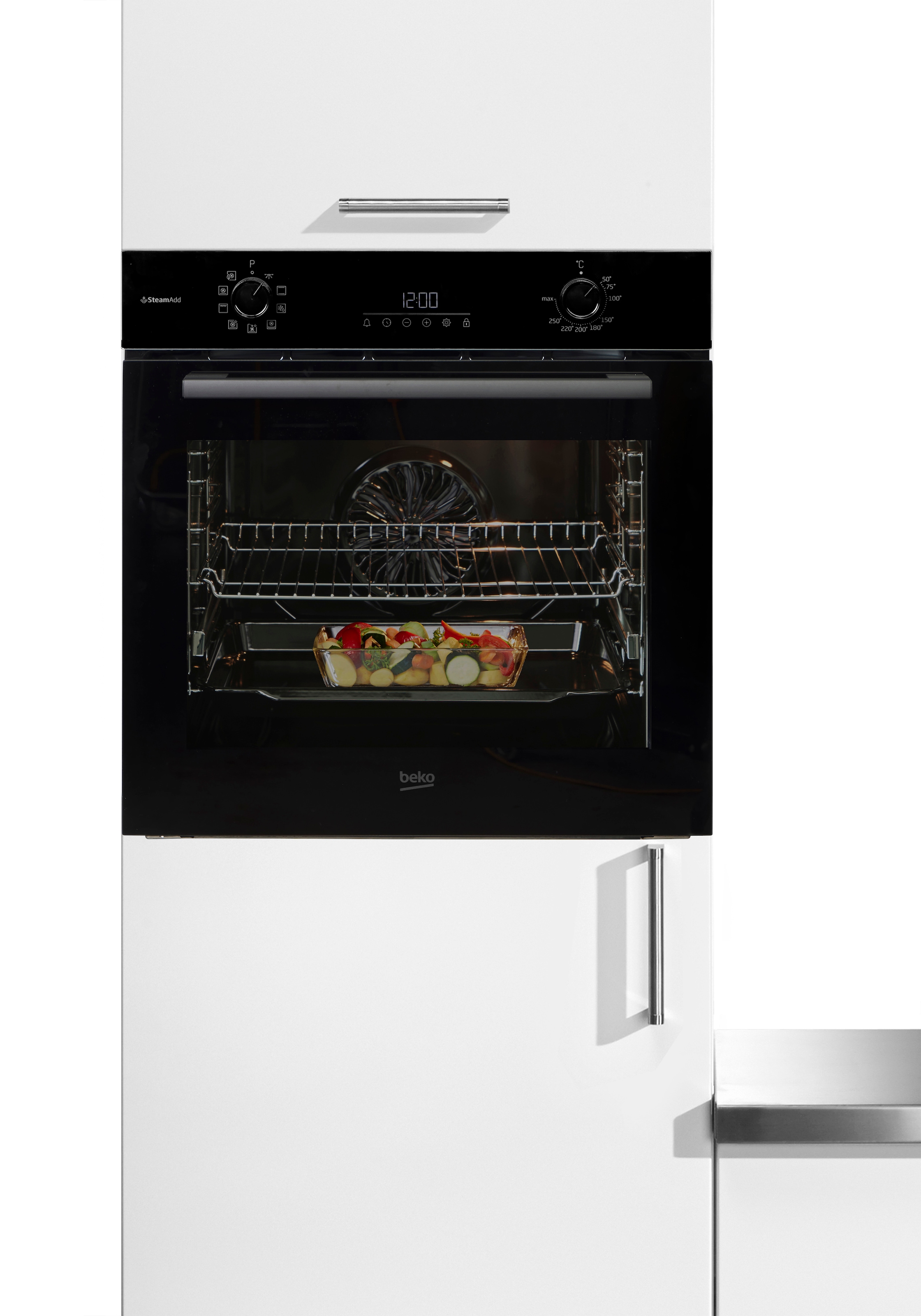 BEKO Einbaubackofen »BCBIS17300B« mit 1-fach-Teleskopauszug Dampf für knusprige Kruste & fluffiges Inneres dank SteamAdd