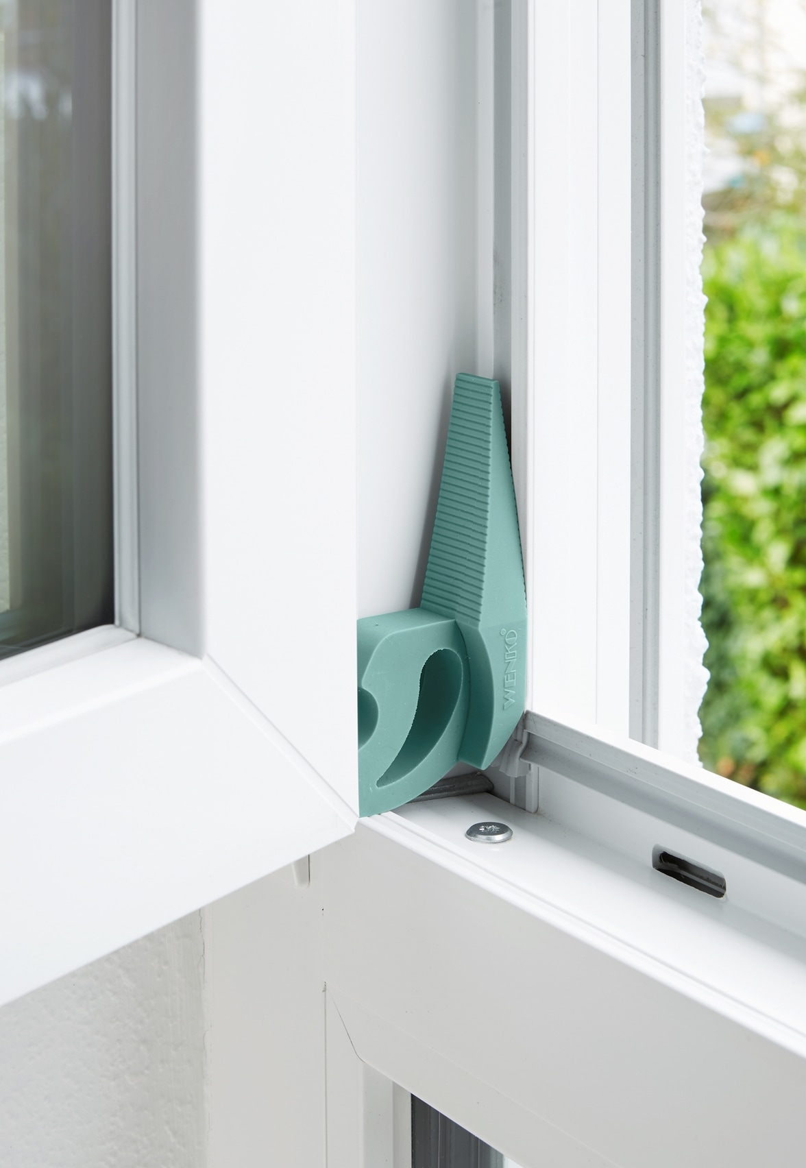 WENKO Fensterstopper »Modell Multi-STOP® Mint«, (Set, 4 St.), Klemmschutz, Türstopper aus Kunststoff
