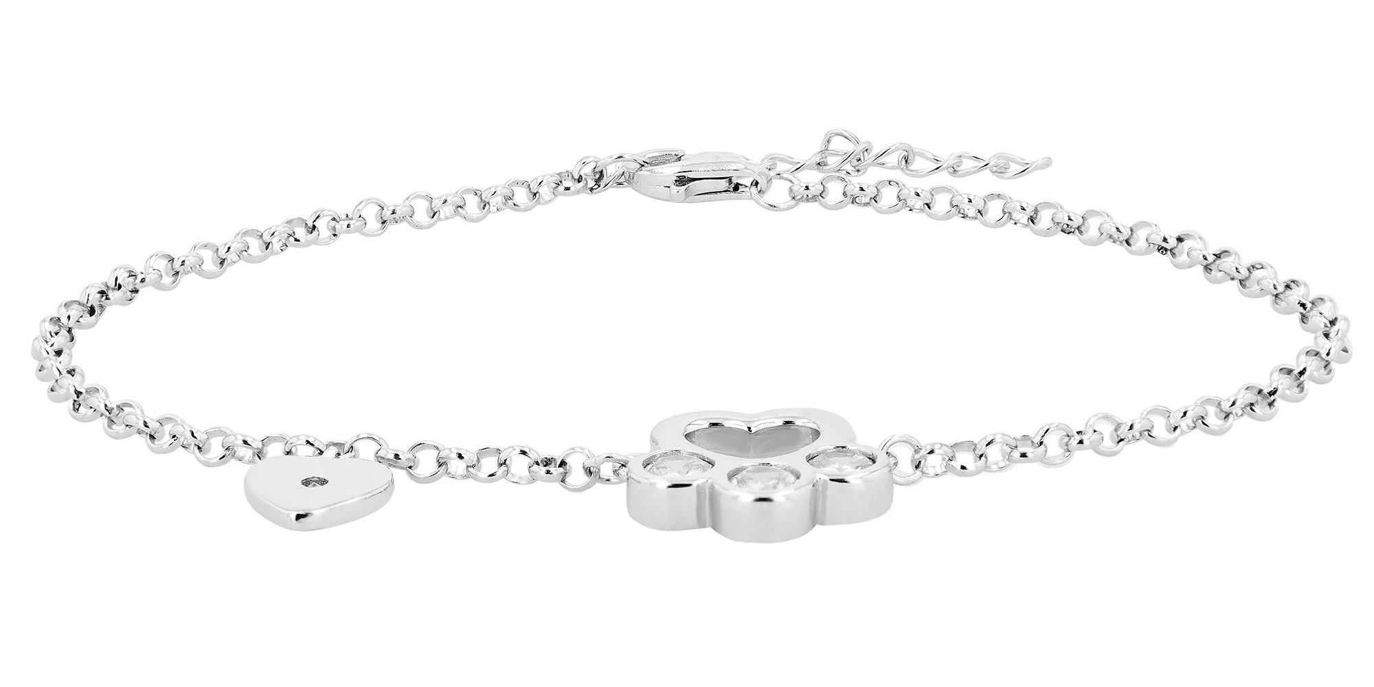 Adelia´s Armband »Armband – Herz aus 925 Silber mit Zirkonia 17 cm« Perfekt zum Verschenken an besondere Menschen