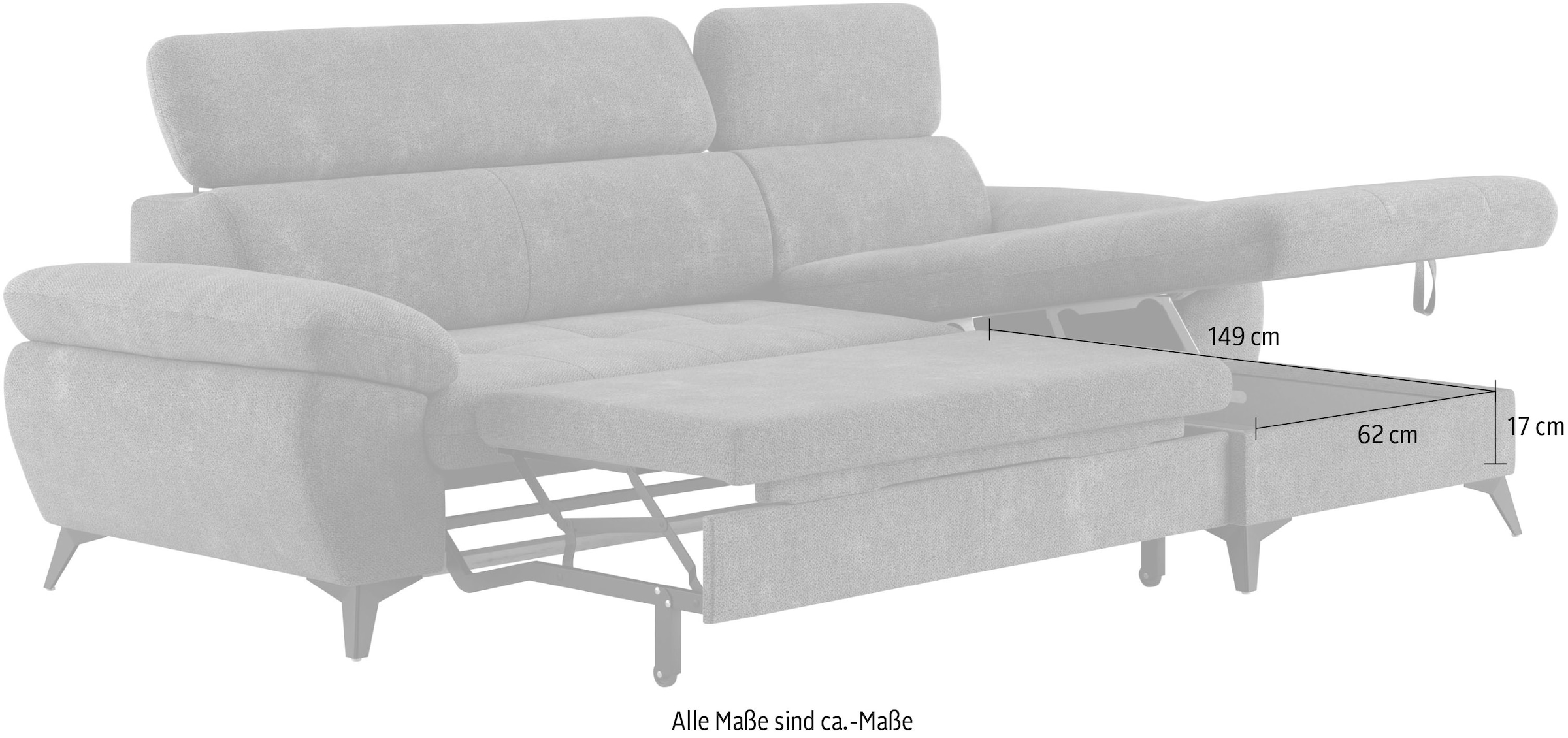 COTTA Ecksofa »Hudson L-Form«, mit Kopfteilverstellung, wahlweise mit Bettfunktion & Bettkasten