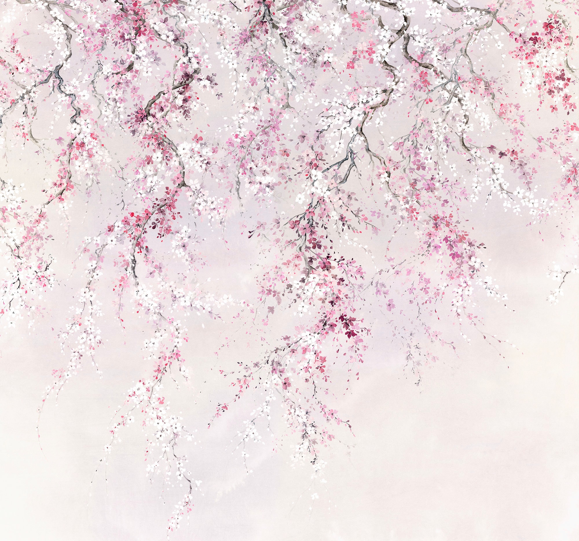 Komar Vliestapete "Digitaldruck Vlies - Kirschblüten - Größe 300 x 280 cm" bedruckt glatt Wohnzimmer, Schlafzimmer